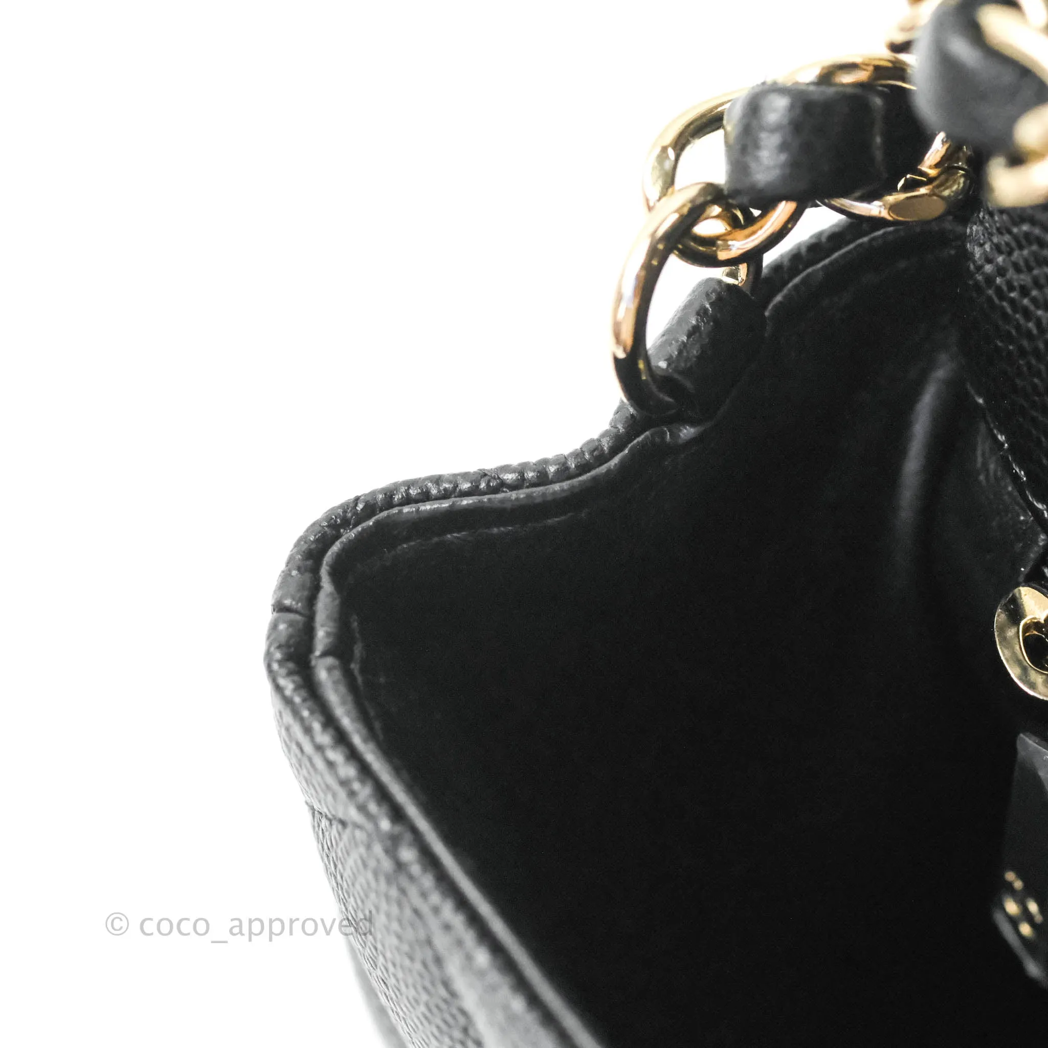 Chanel Classic Quilted Mini Rectangular Flap Black Caviar Gold Hardware 18B