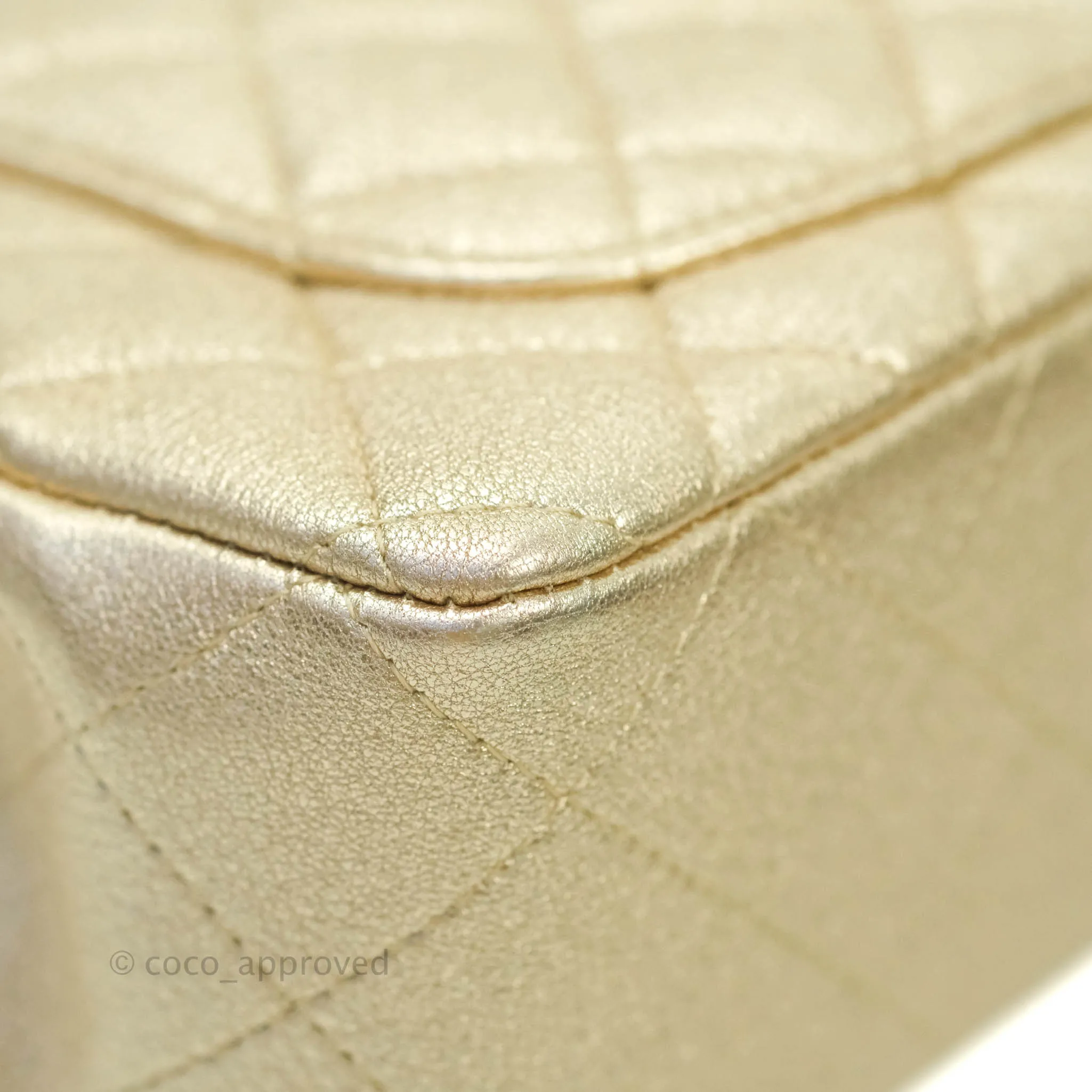 Chanel Classic Quilted Mini Rectangular Flap Iridescent Gold Lambskin Gold Hardware
