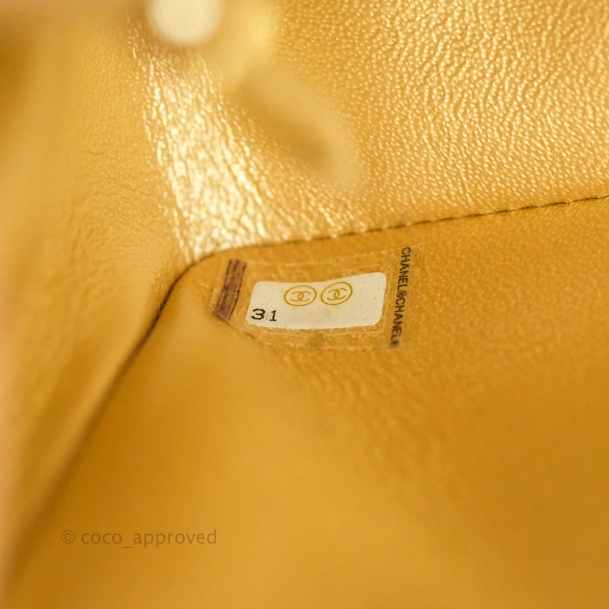 Chanel Classic Quilted Mini Rectangular Flap Iridescent Gold Lambskin Gold Hardware