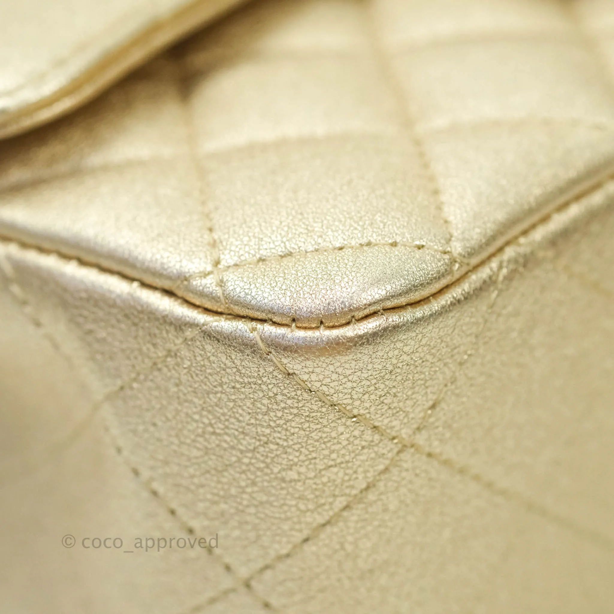 Chanel Classic Quilted Mini Rectangular Flap Iridescent Gold Lambskin Gold Hardware