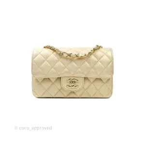 Chanel Classic Quilted Mini Rectangular Flap Iridescent Gold Lambskin Gold Hardware