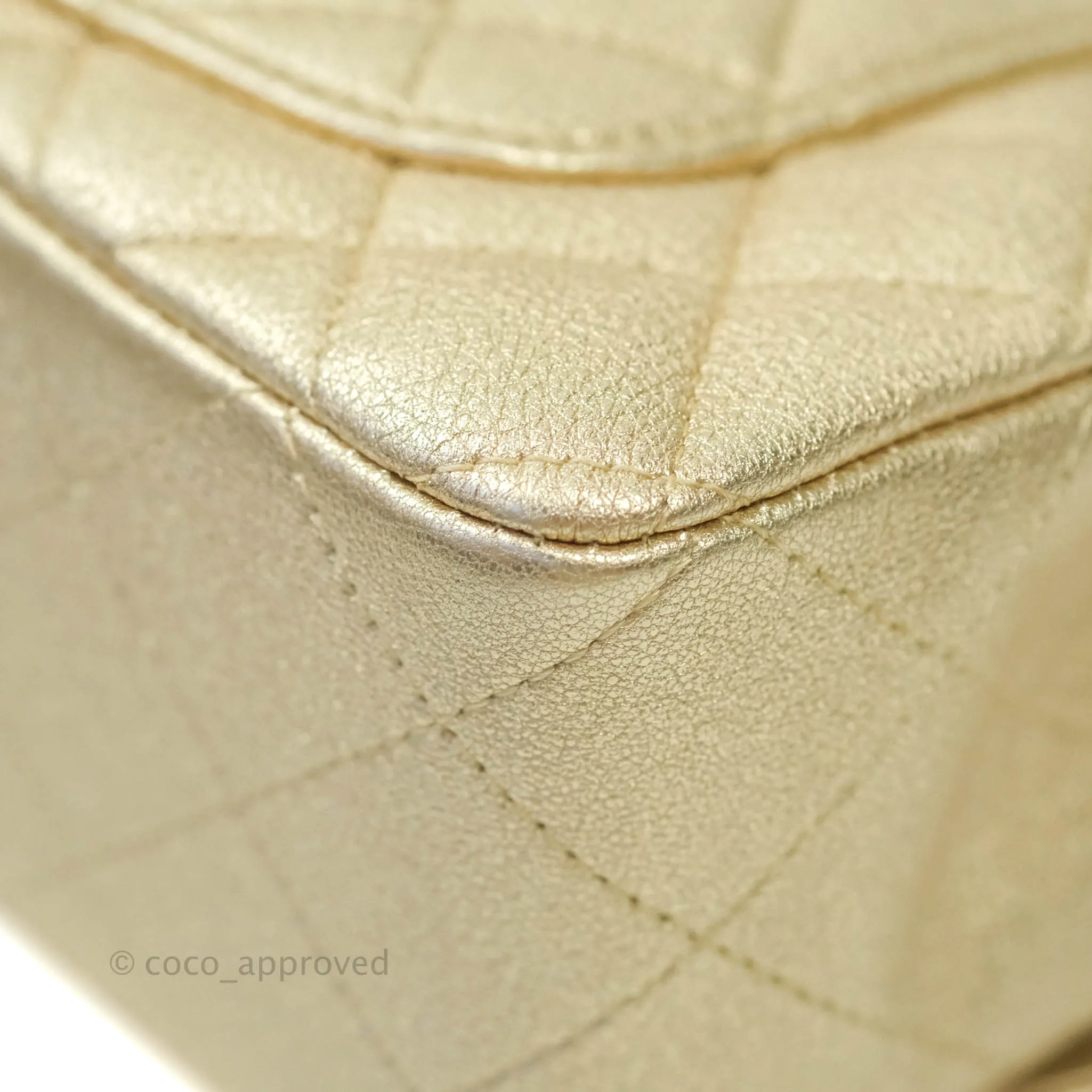 Chanel Classic Quilted Mini Rectangular Flap Iridescent Gold Lambskin Gold Hardware