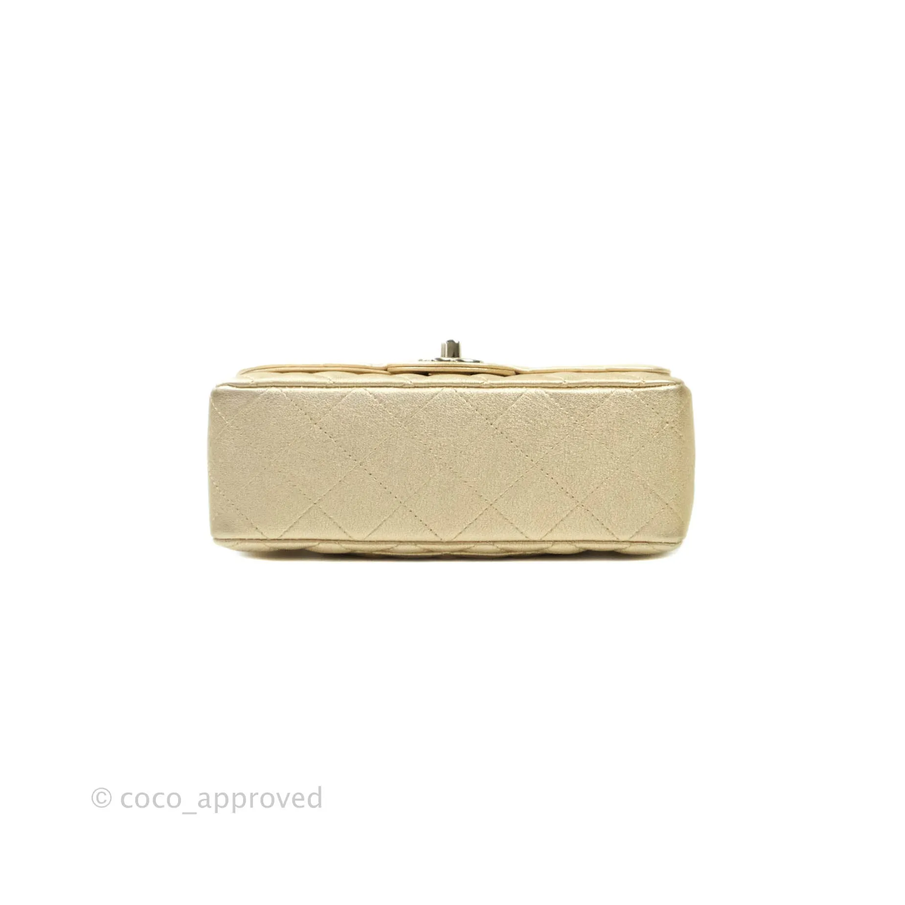 Chanel Classic Quilted Mini Rectangular Flap Iridescent Gold Lambskin Gold Hardware