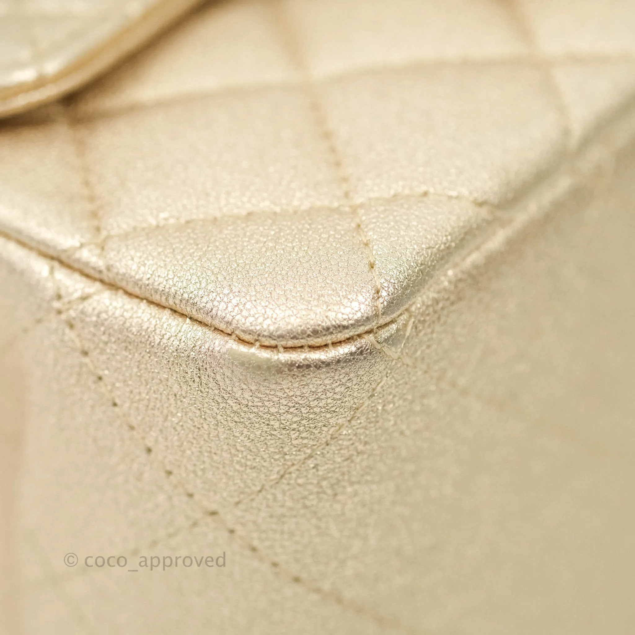 Chanel Classic Quilted Mini Square Flap Iridescent Gold Gold Hardware 21P