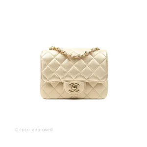 Chanel Classic Quilted Mini Square Flap Iridescent Gold Gold Hardware 21P