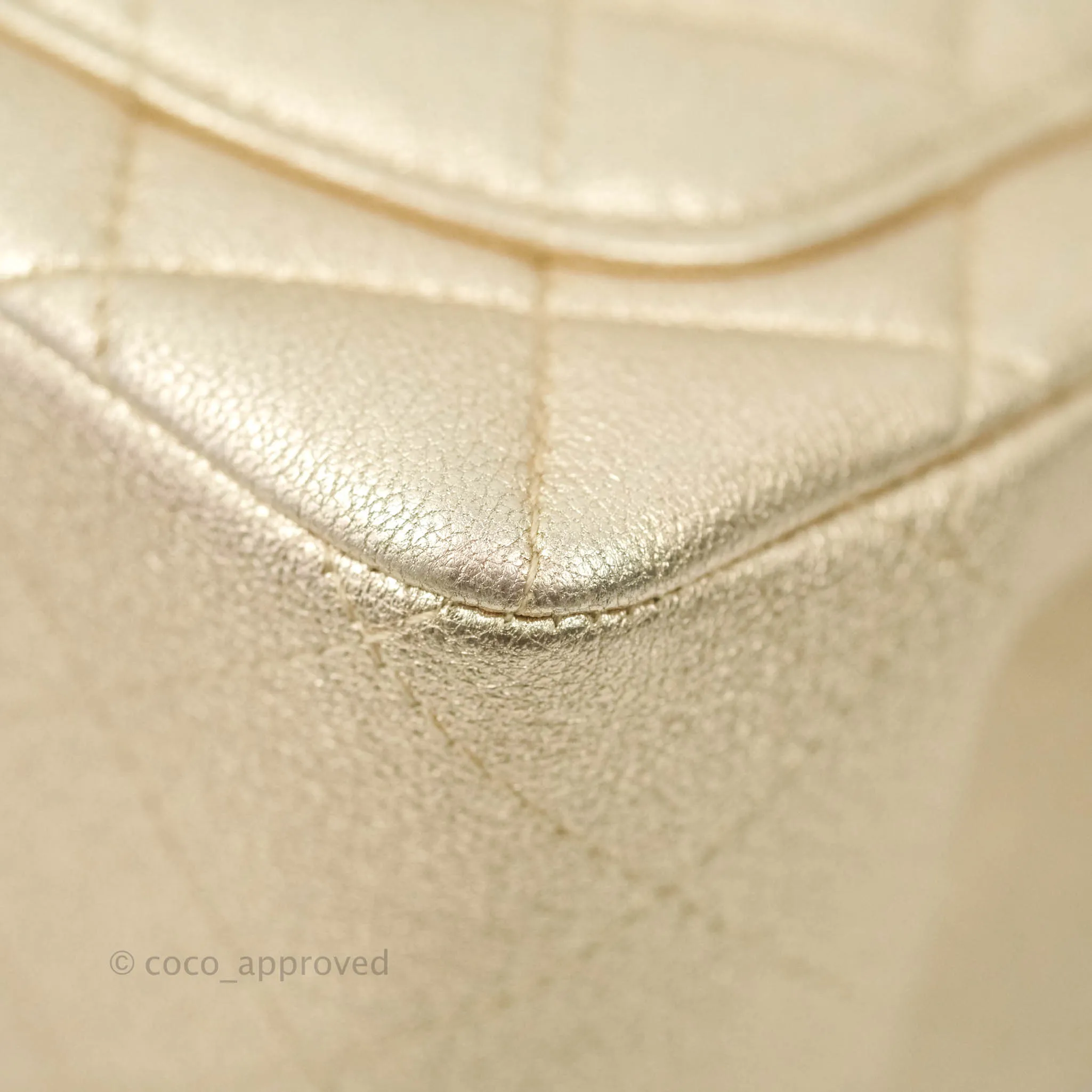 Chanel Classic Quilted Mini Square Flap Iridescent Gold Gold Hardware 21P