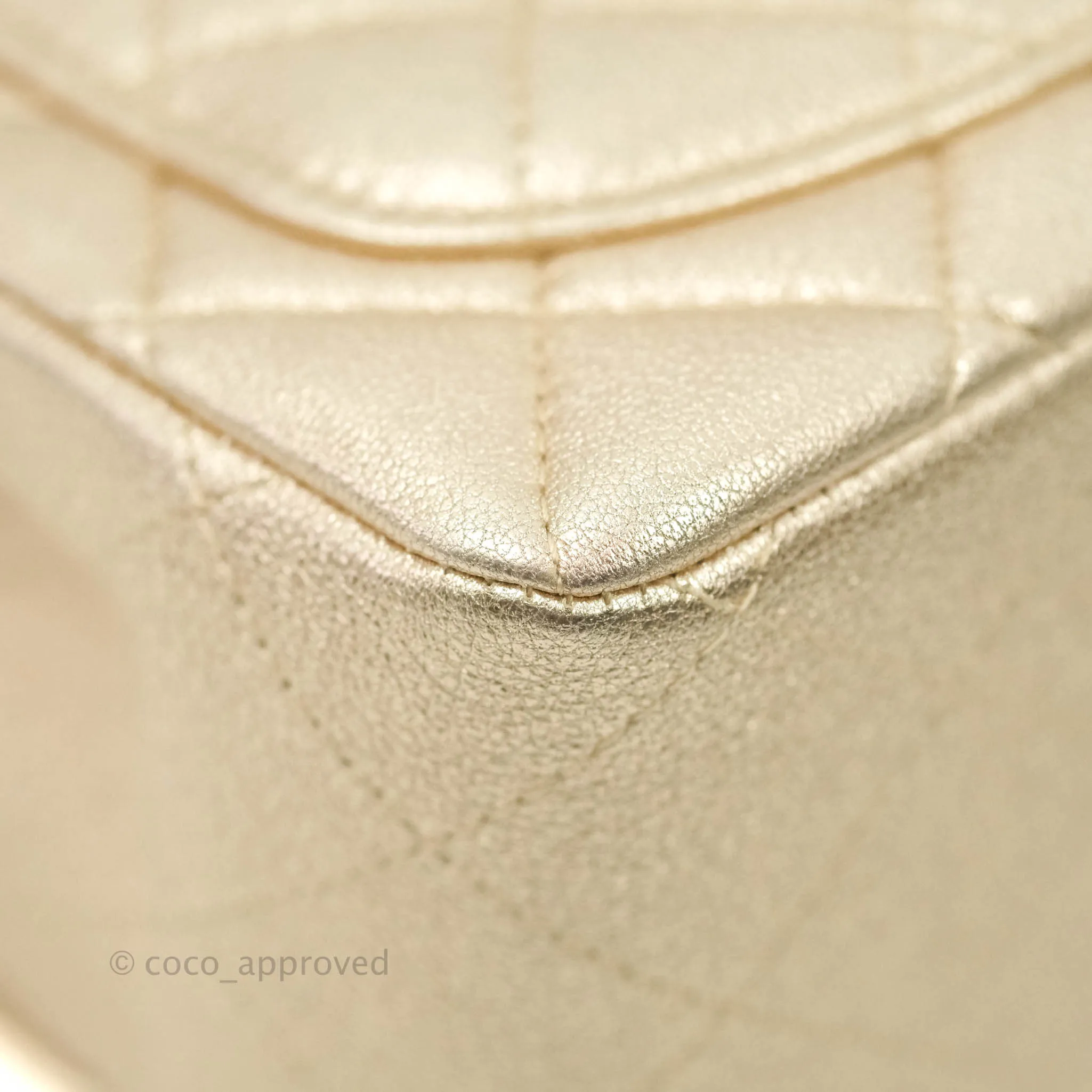 Chanel Classic Quilted Mini Square Flap Iridescent Gold Gold Hardware 21P
