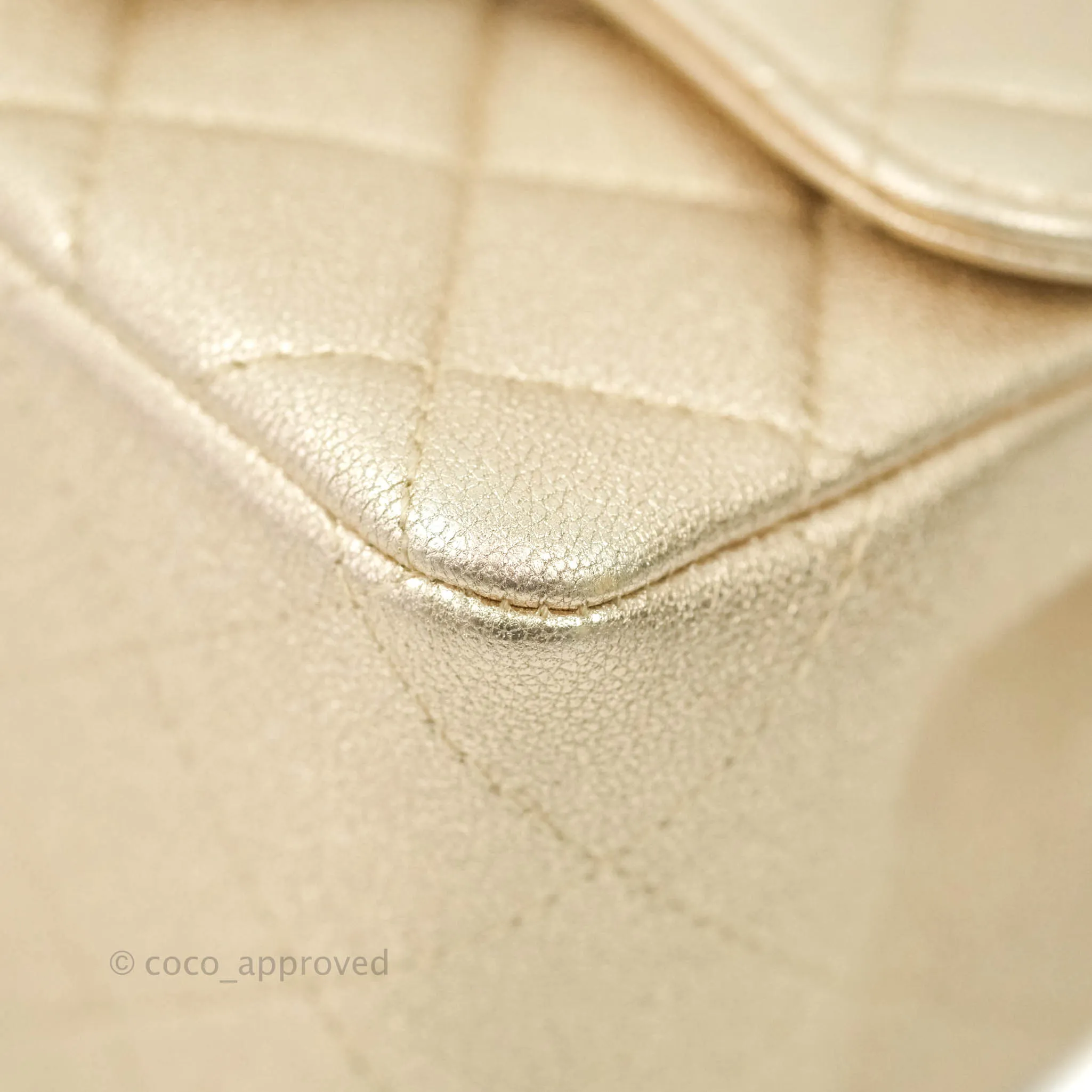 Chanel Classic Quilted Mini Square Flap Iridescent Gold Gold Hardware 21P
