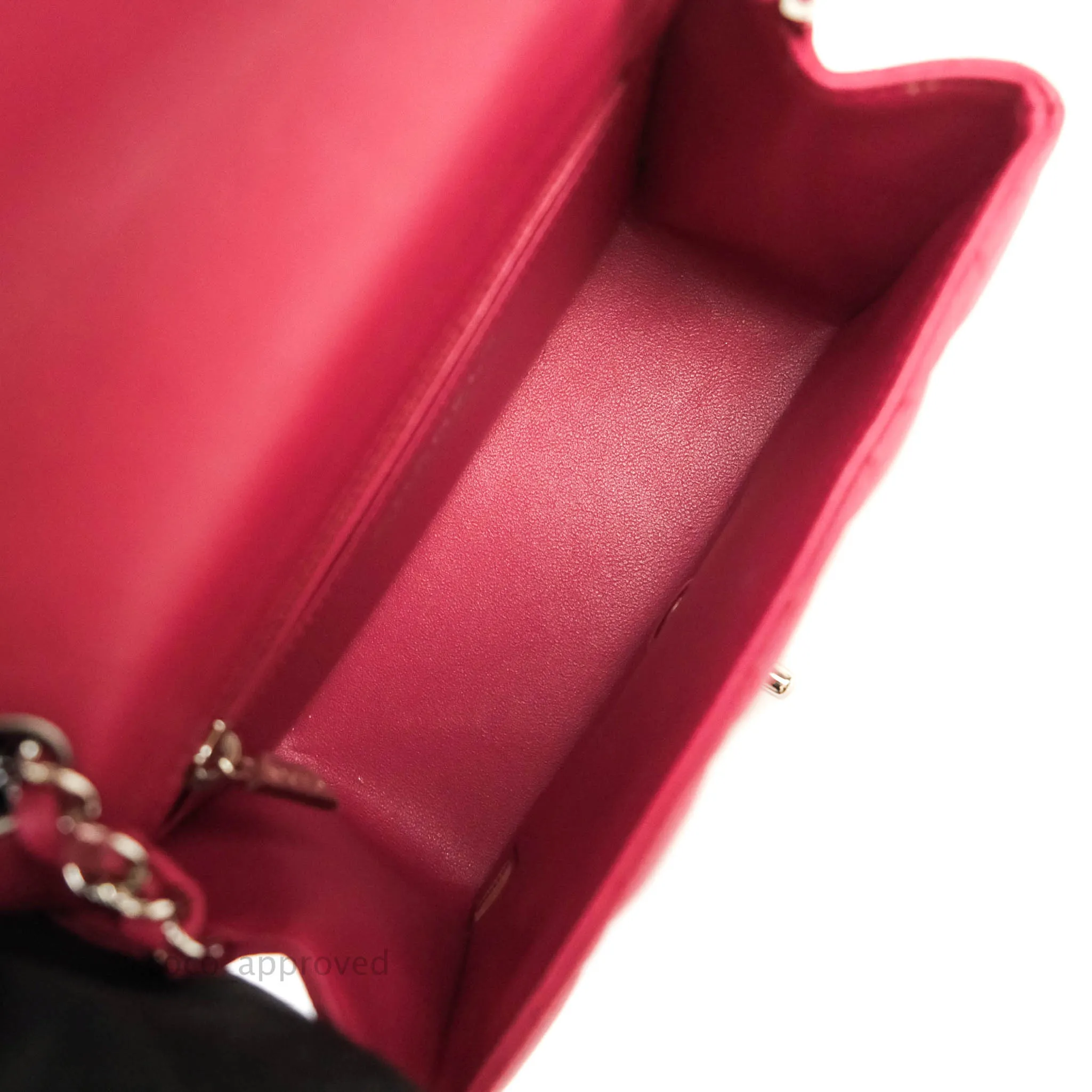 Chanel Classic Quilted Mini Square Flap Rosy Pink Lambskin Silver Hardware