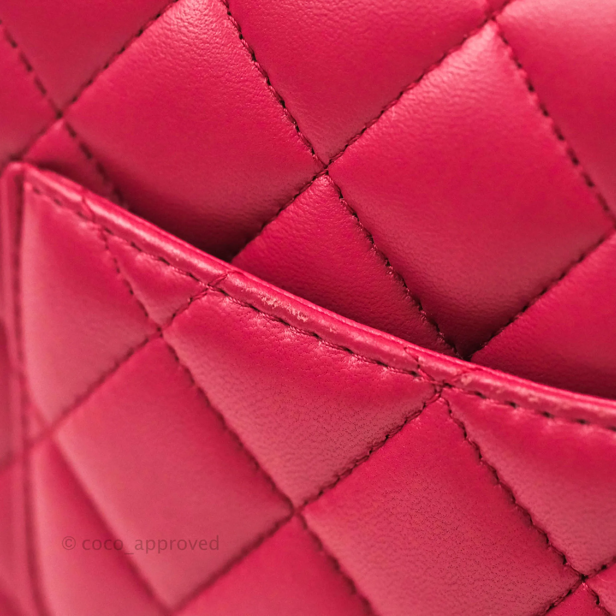 Chanel Classic Quilted Mini Square Flap Rosy Pink Lambskin Silver Hardware