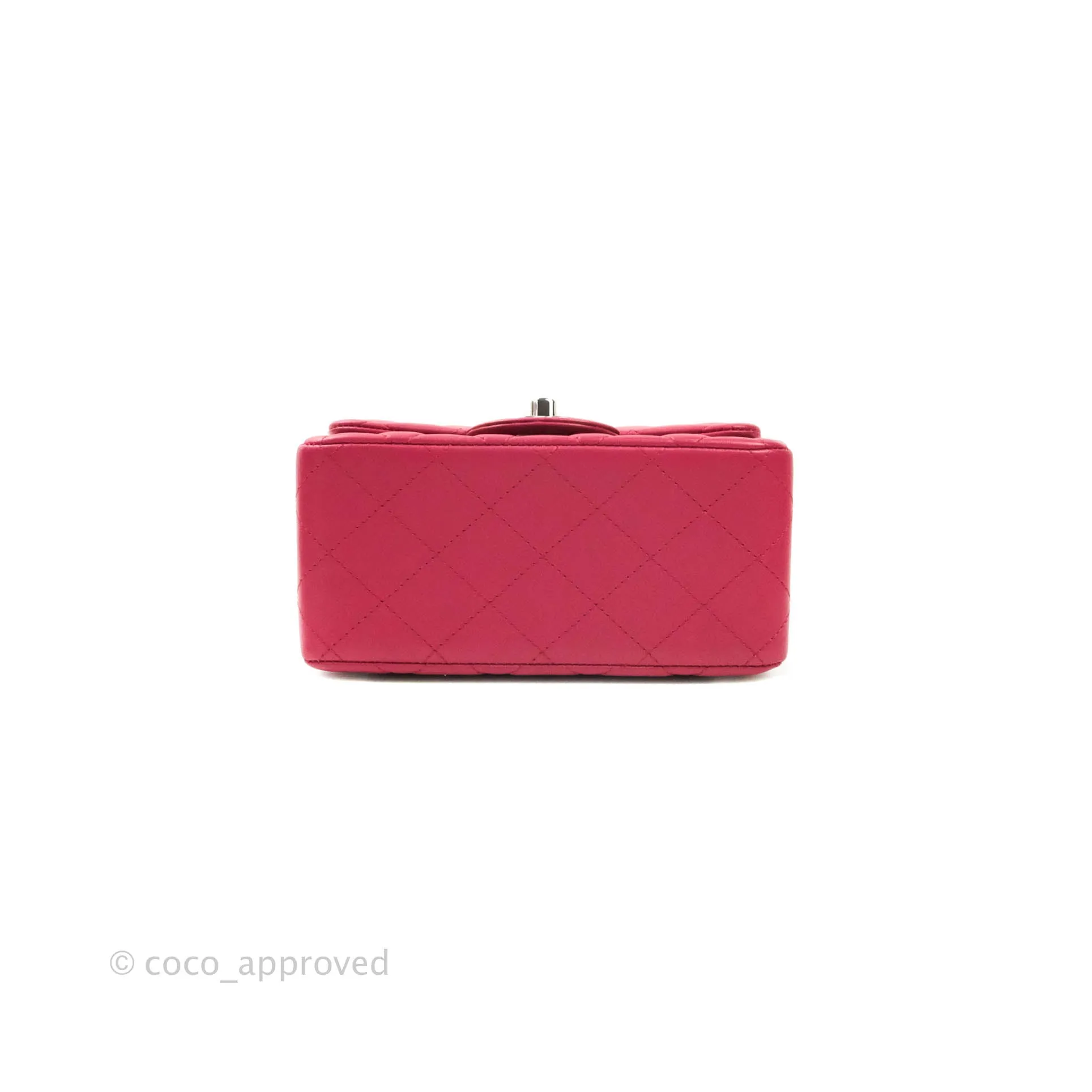 Chanel Classic Quilted Mini Square Flap Rosy Pink Lambskin Silver Hardware