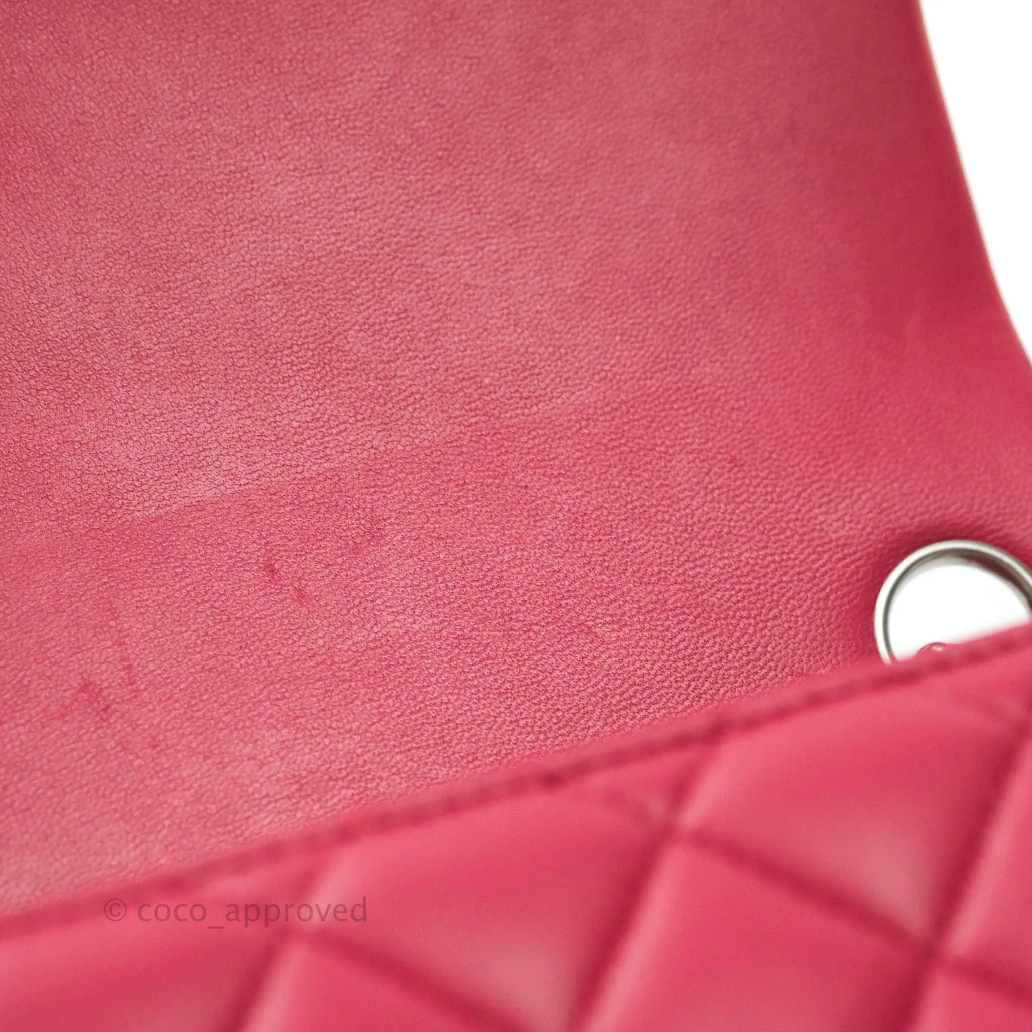 Chanel Classic Quilted Mini Square Flap Rosy Pink Lambskin Silver Hardware