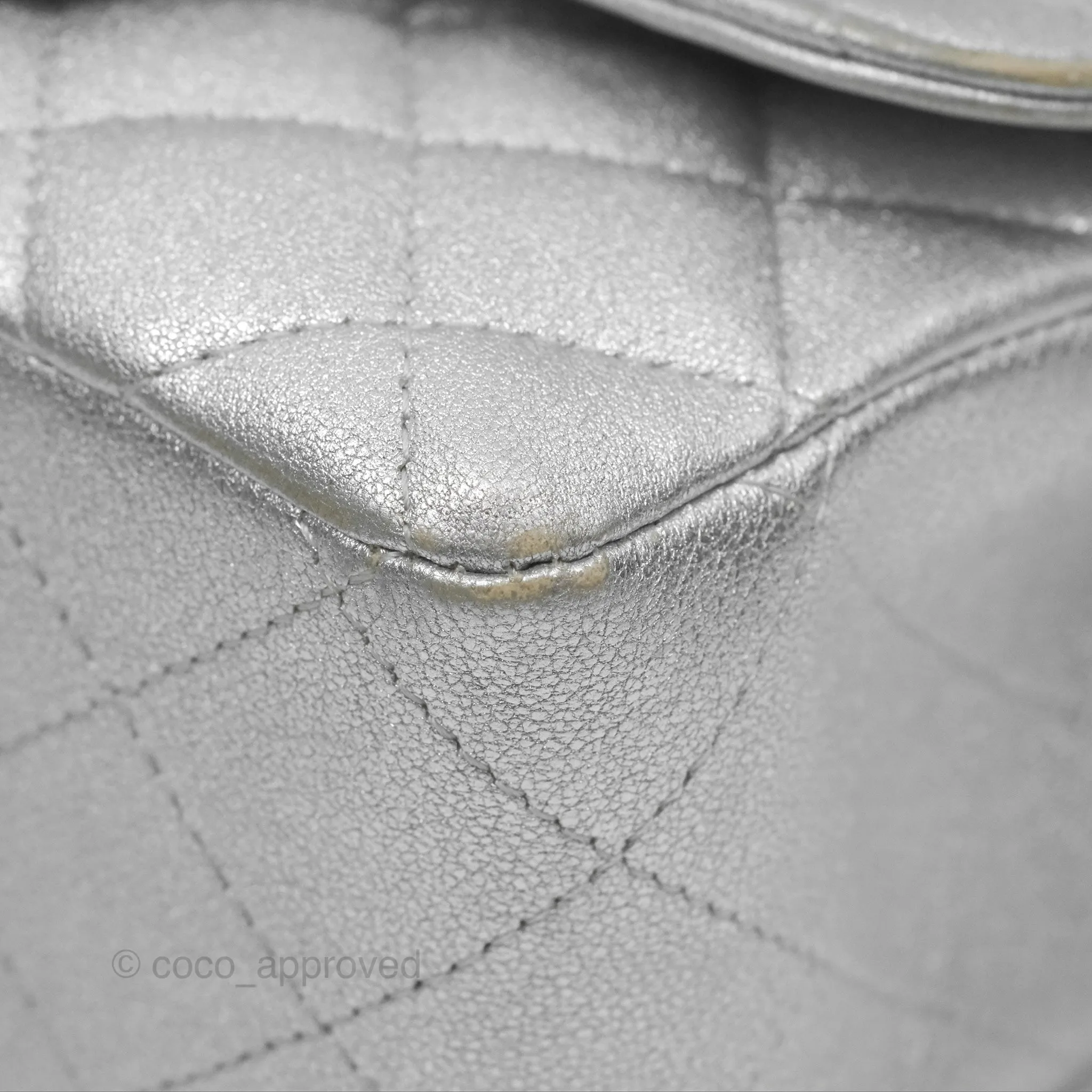 Chanel Classic Quilted Mini Square Flap Silver Lambskin Silver Hardware