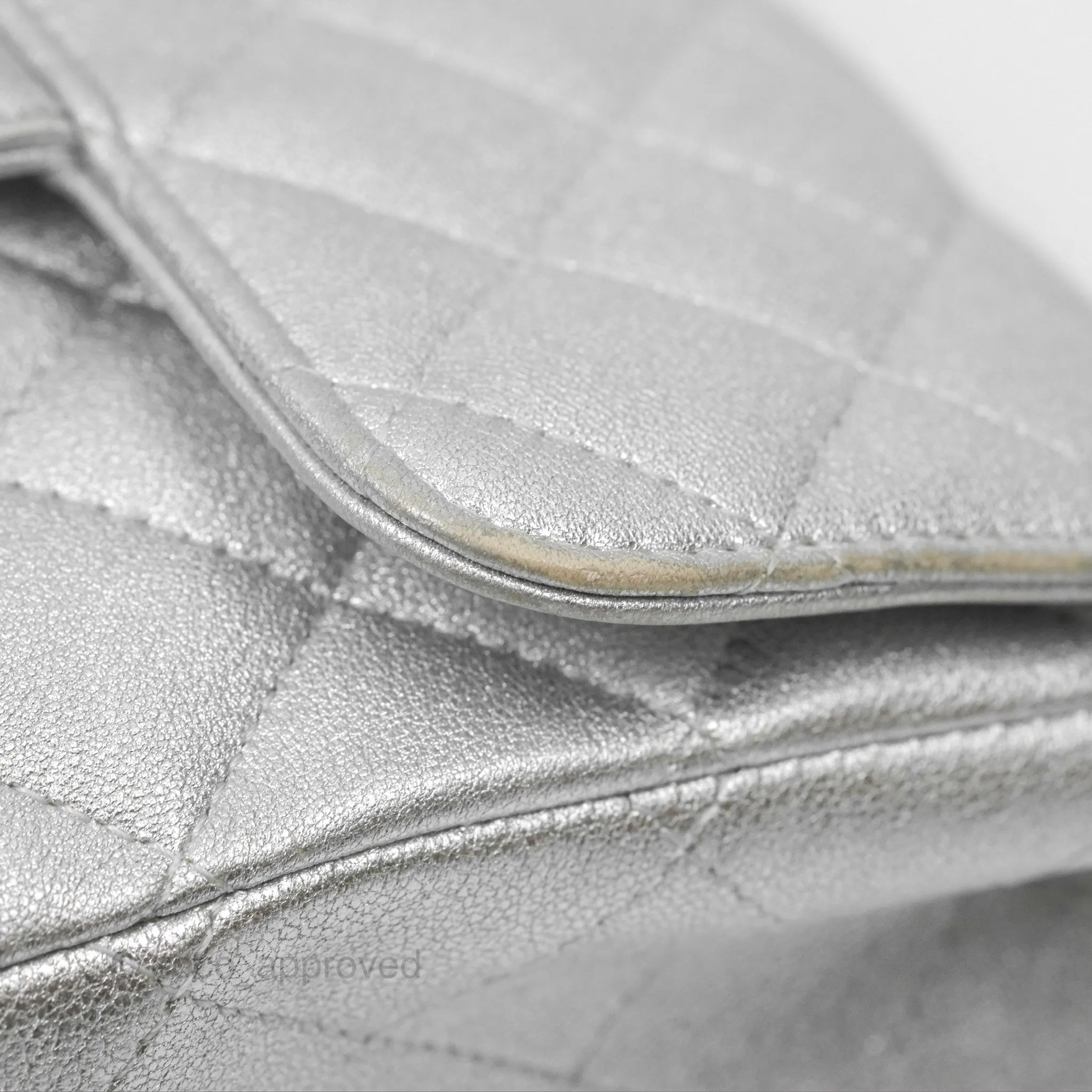 Chanel Classic Quilted Mini Square Flap Silver Lambskin Silver Hardware