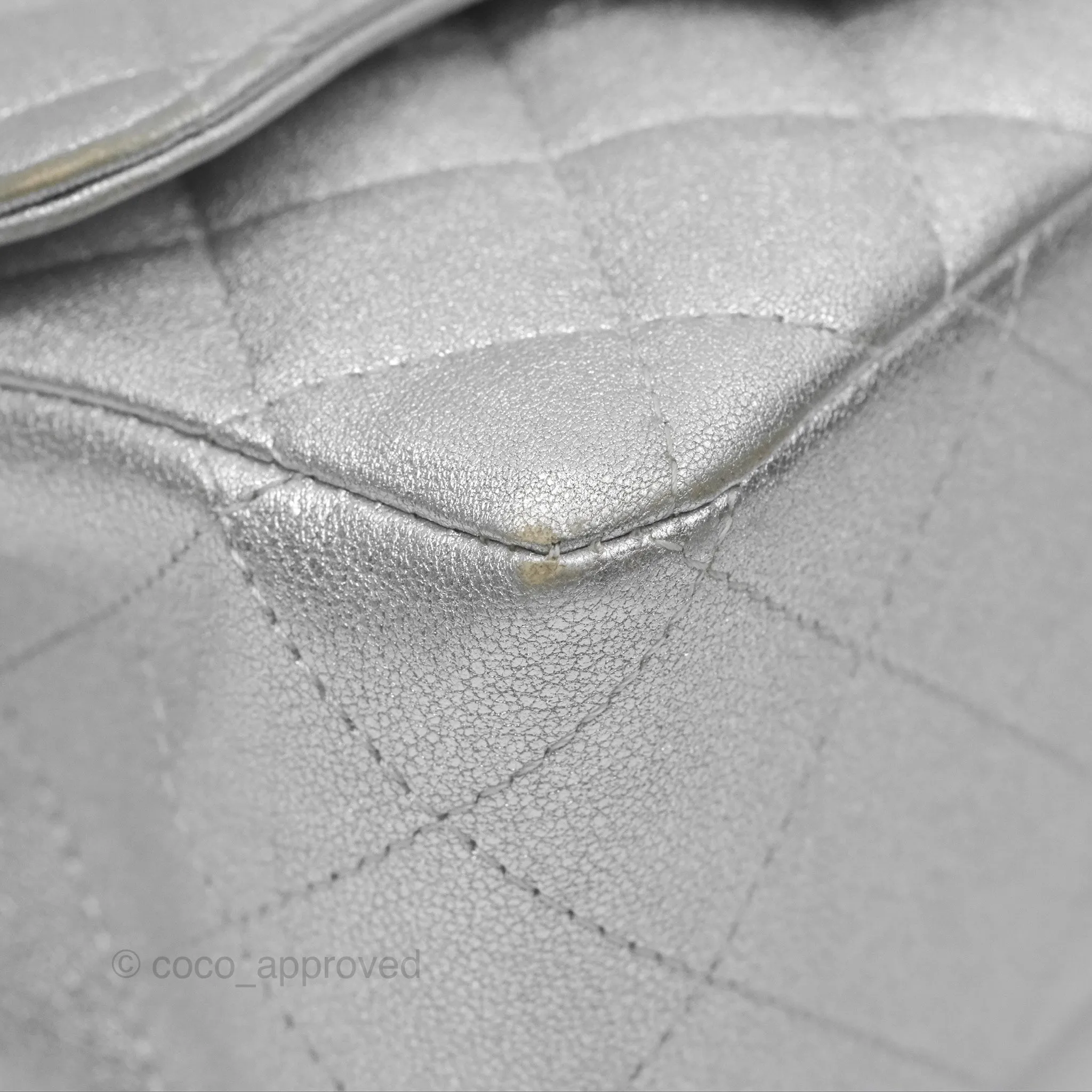 Chanel Classic Quilted Mini Square Flap Silver Lambskin Silver Hardware