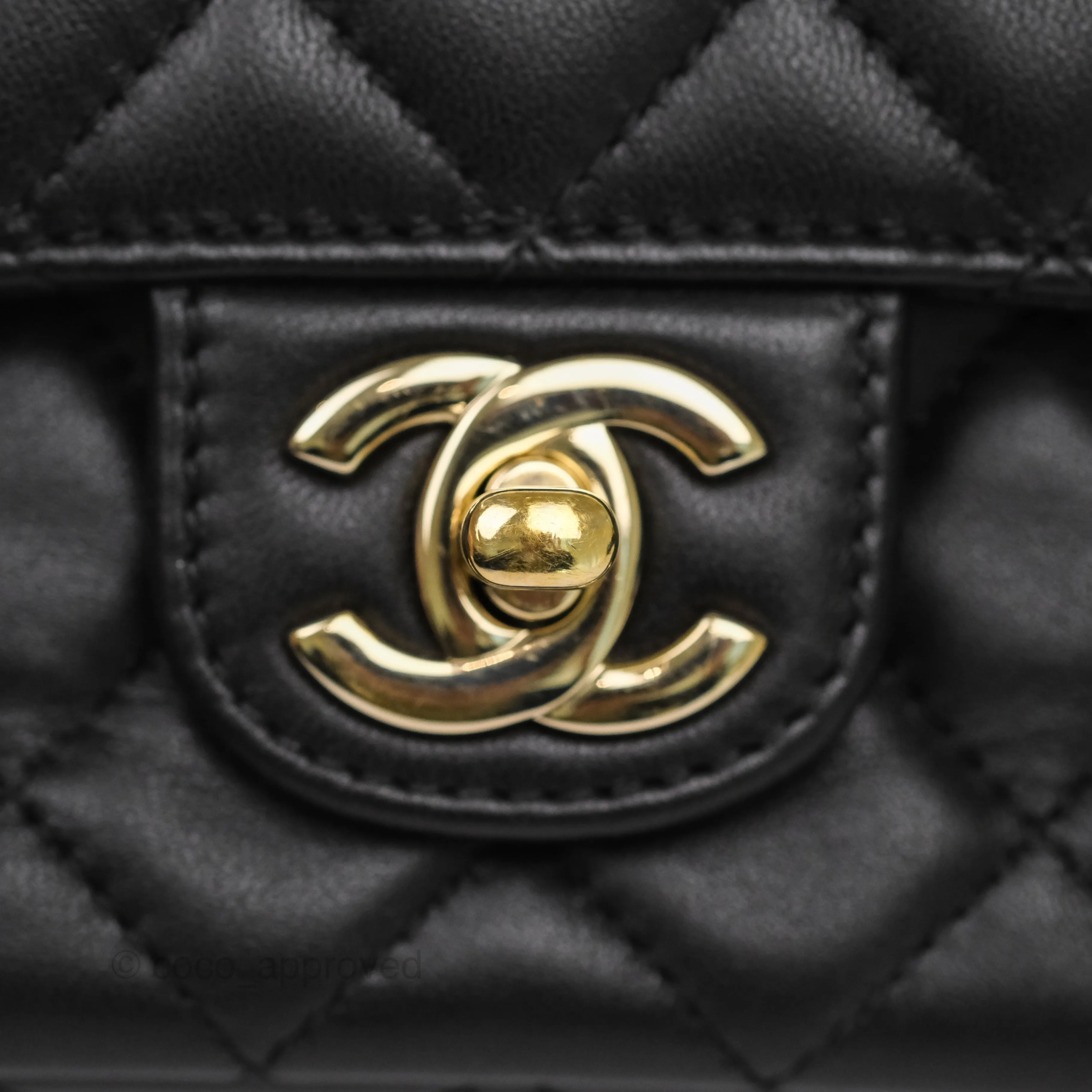 Chanel Crystals Top Handle Mini Rectangular Flap Bag Black Lambskin Gold Hardware 23A