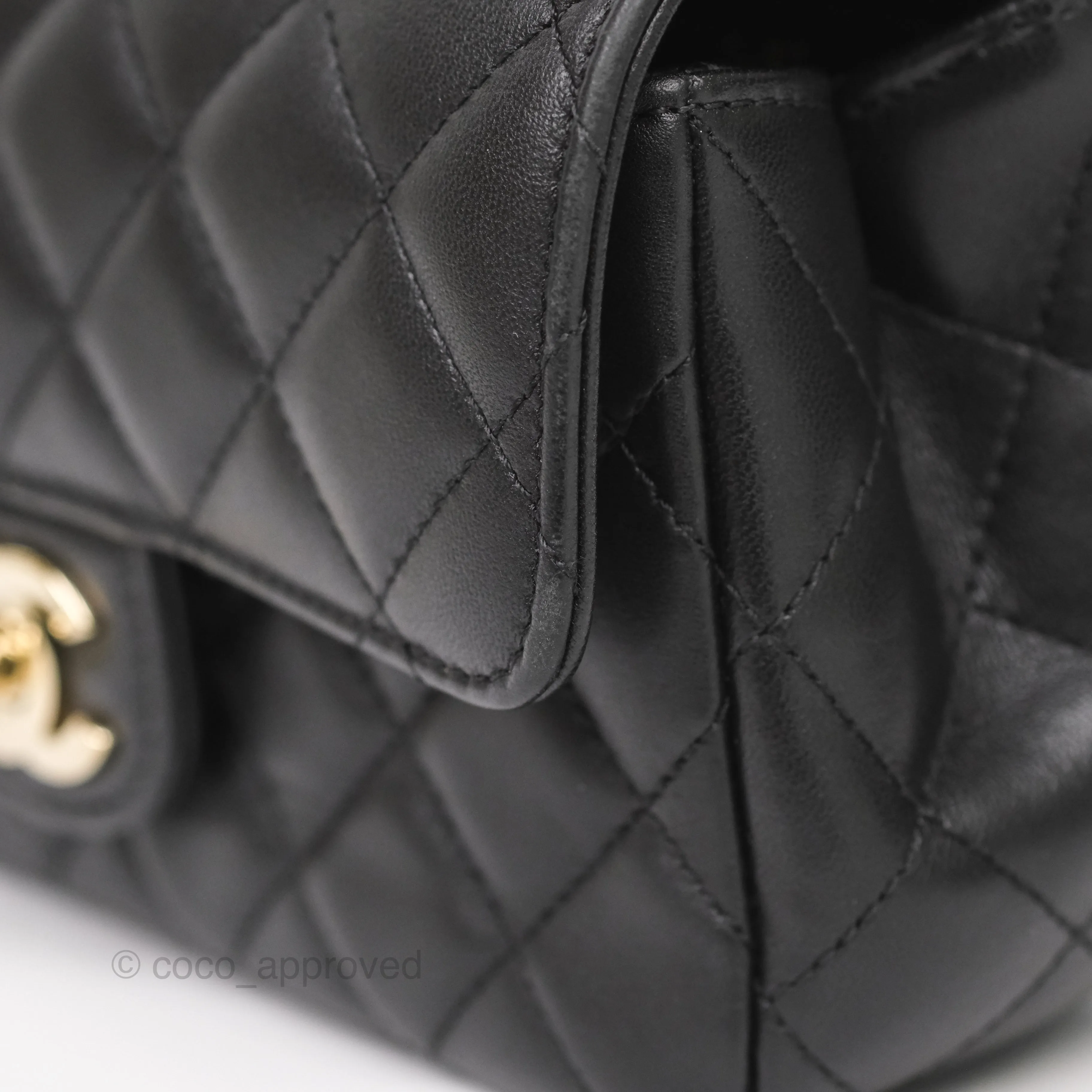 Chanel Crystals Top Handle Mini Rectangular Flap Bag Black Lambskin Gold Hardware 23A
