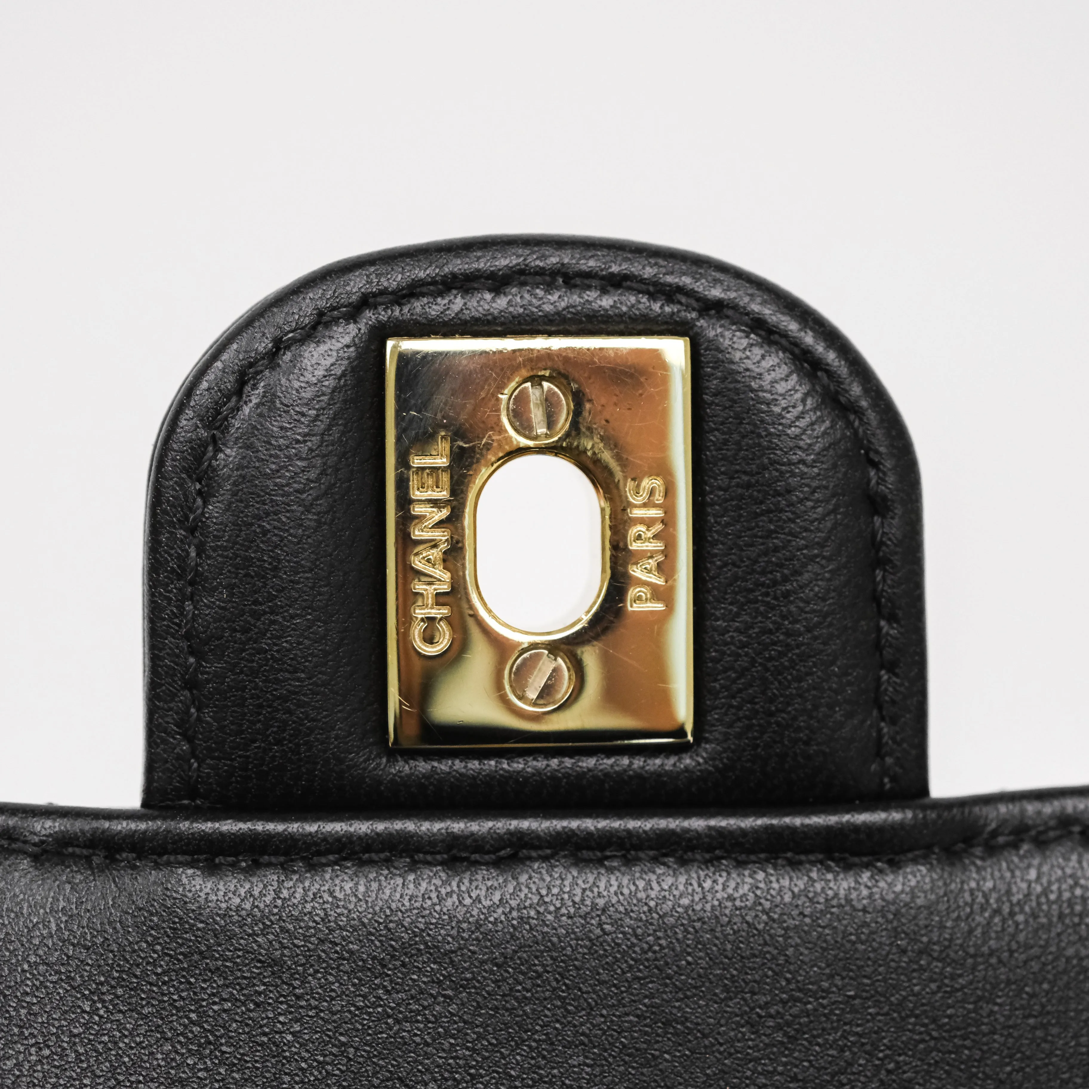 Chanel Crystals Top Handle Mini Rectangular Flap Bag Black Lambskin Gold Hardware 23A
