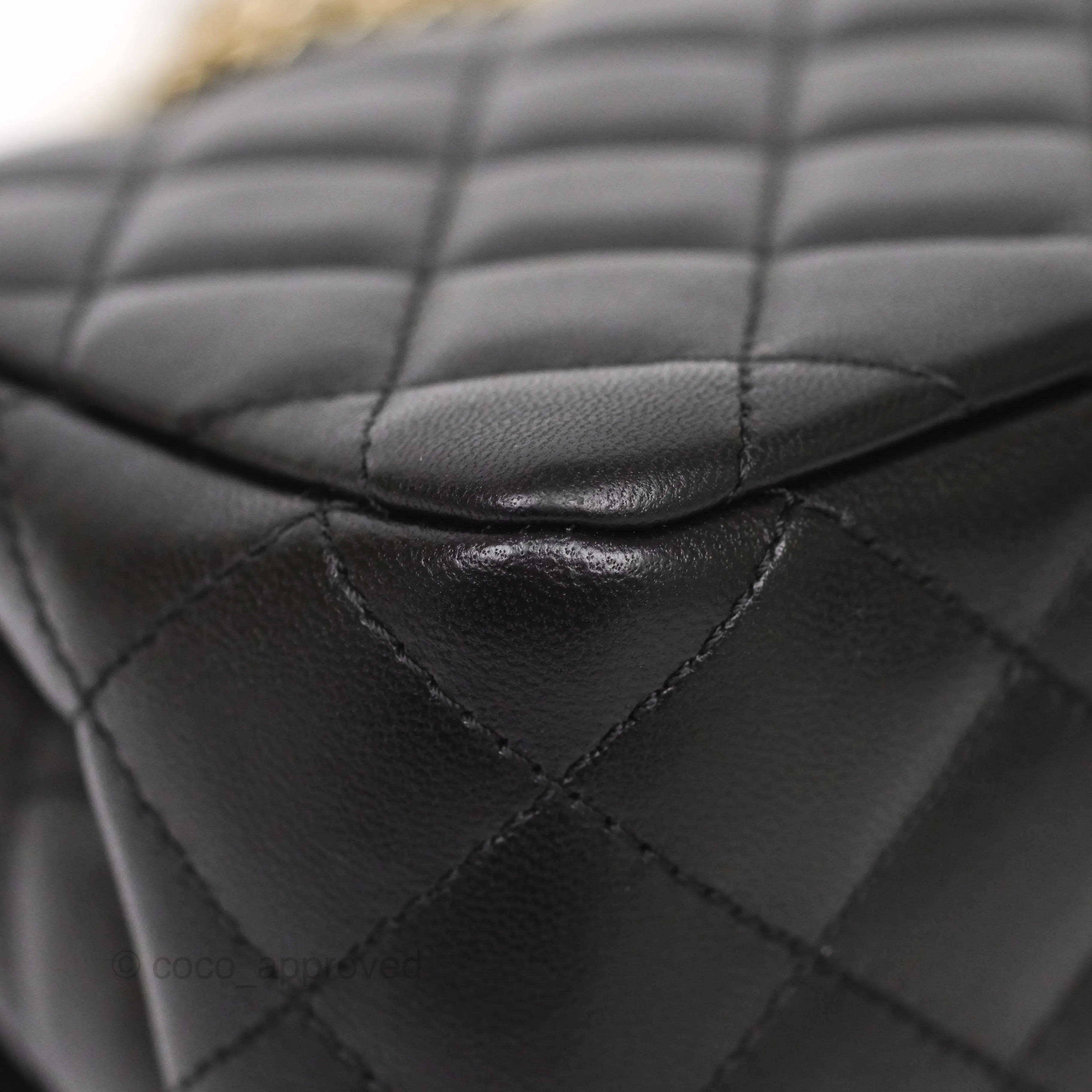 Chanel Crystals Top Handle Mini Rectangular Flap Bag Black Lambskin Gold Hardware 23A