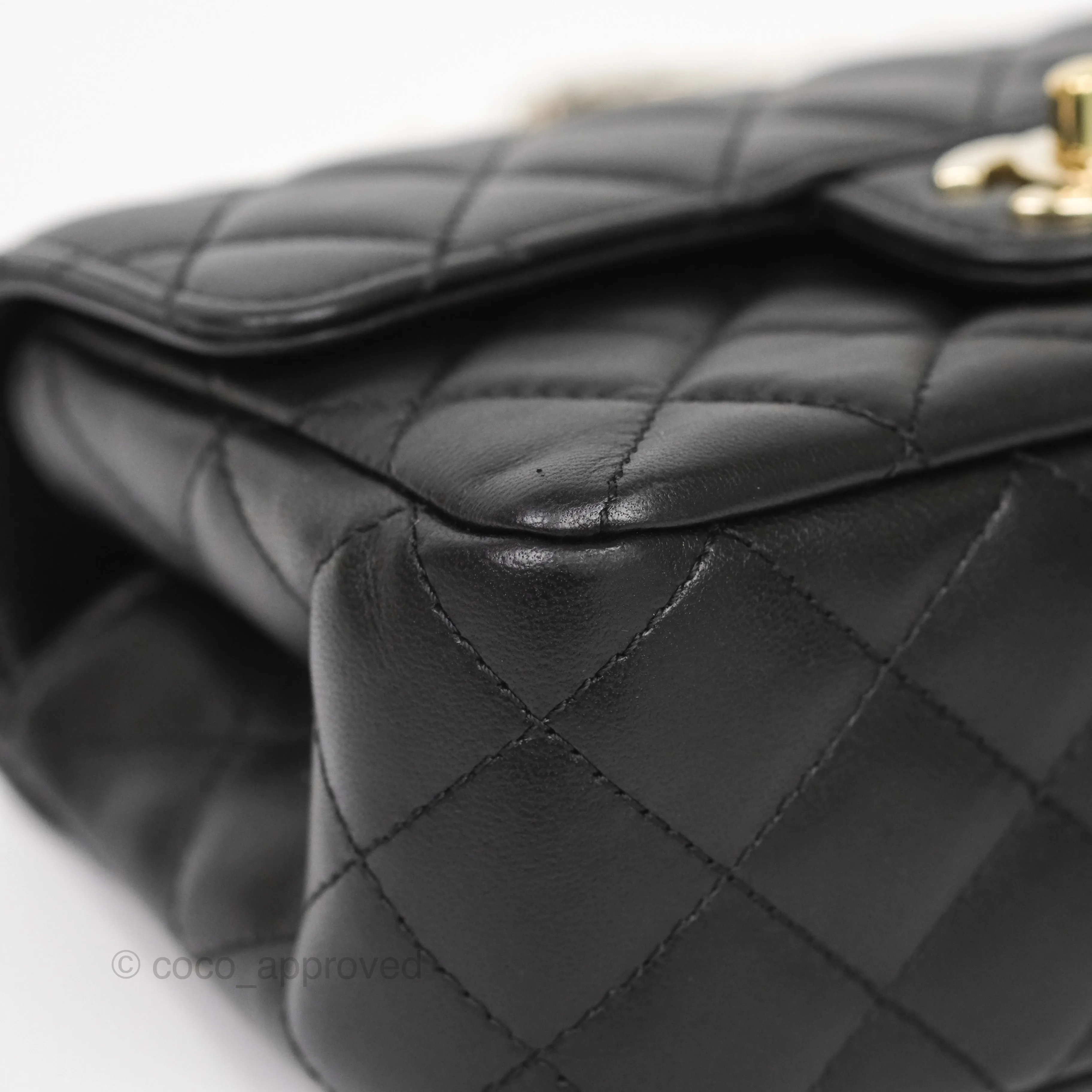 Chanel Crystals Top Handle Mini Rectangular Flap Bag Black Lambskin Gold Hardware 23A