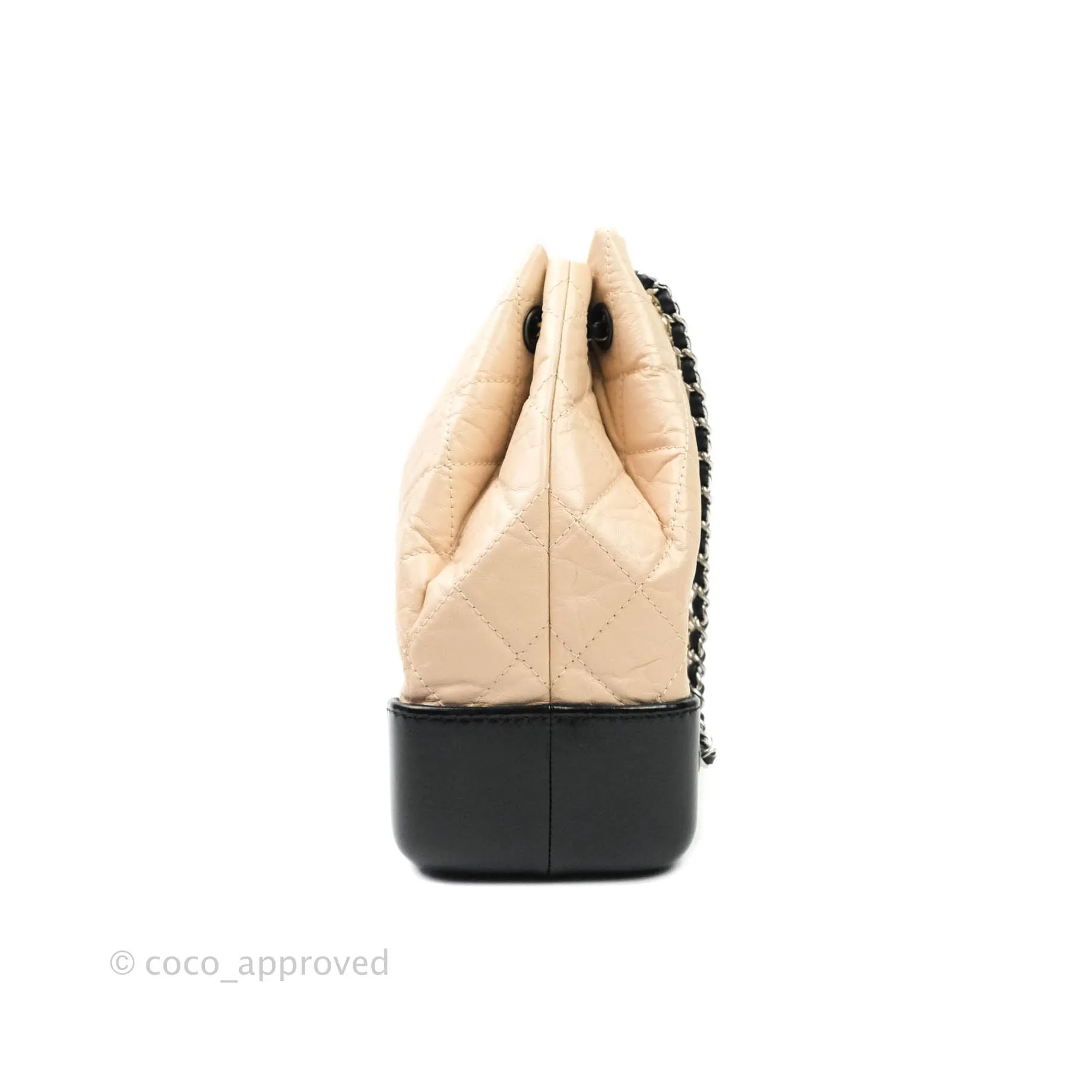 Chanel Gabrielle Backpack Black Aged Calfskin Small Beige Black