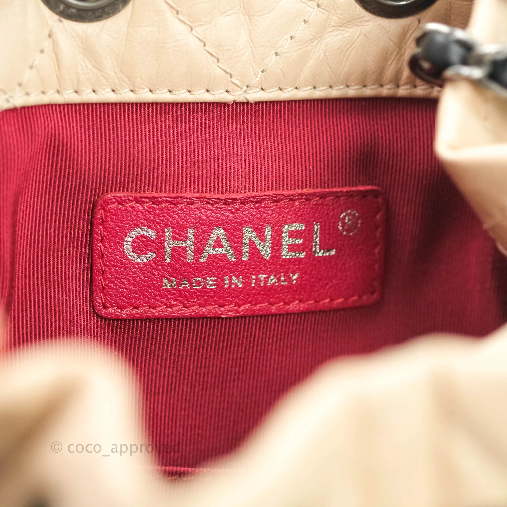 Chanel Gabrielle Backpack Black Aged Calfskin Small Beige Black