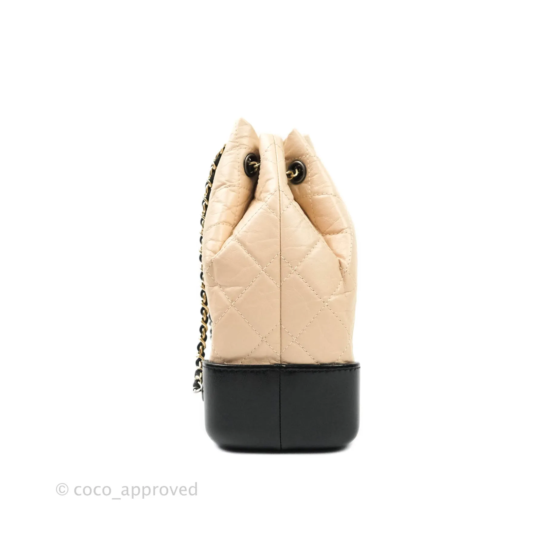 Chanel Gabrielle Backpack Black Aged Calfskin Small Beige Black