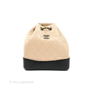 Chanel Gabrielle Backpack Black Aged Calfskin Small Beige Black