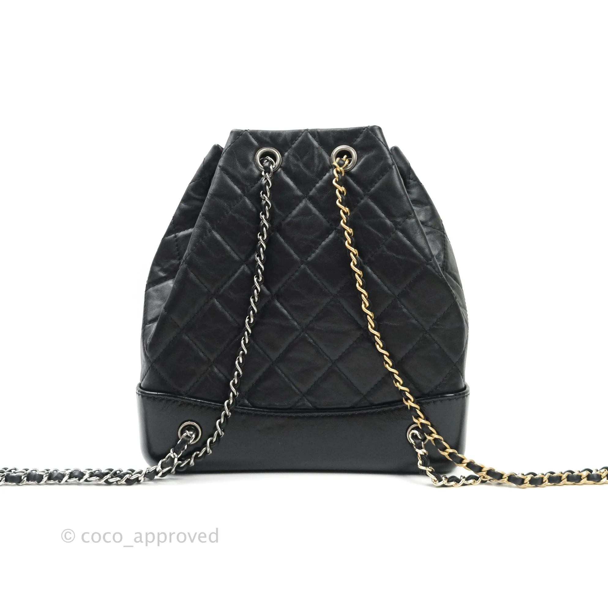Chanel Gabrielle Backpack Black Aged Calfskin Small Black