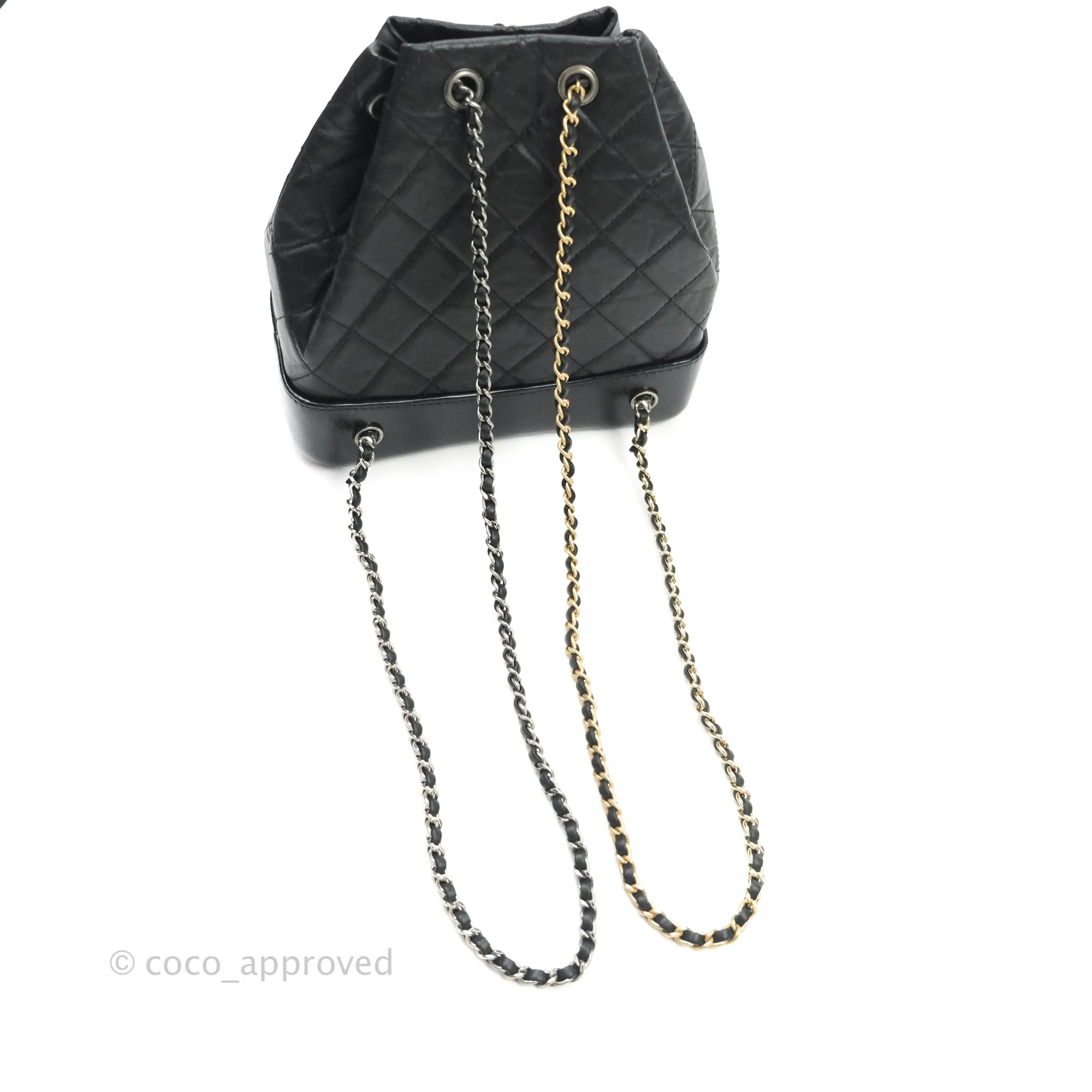 Chanel Gabrielle Backpack Black Aged Calfskin Small Black