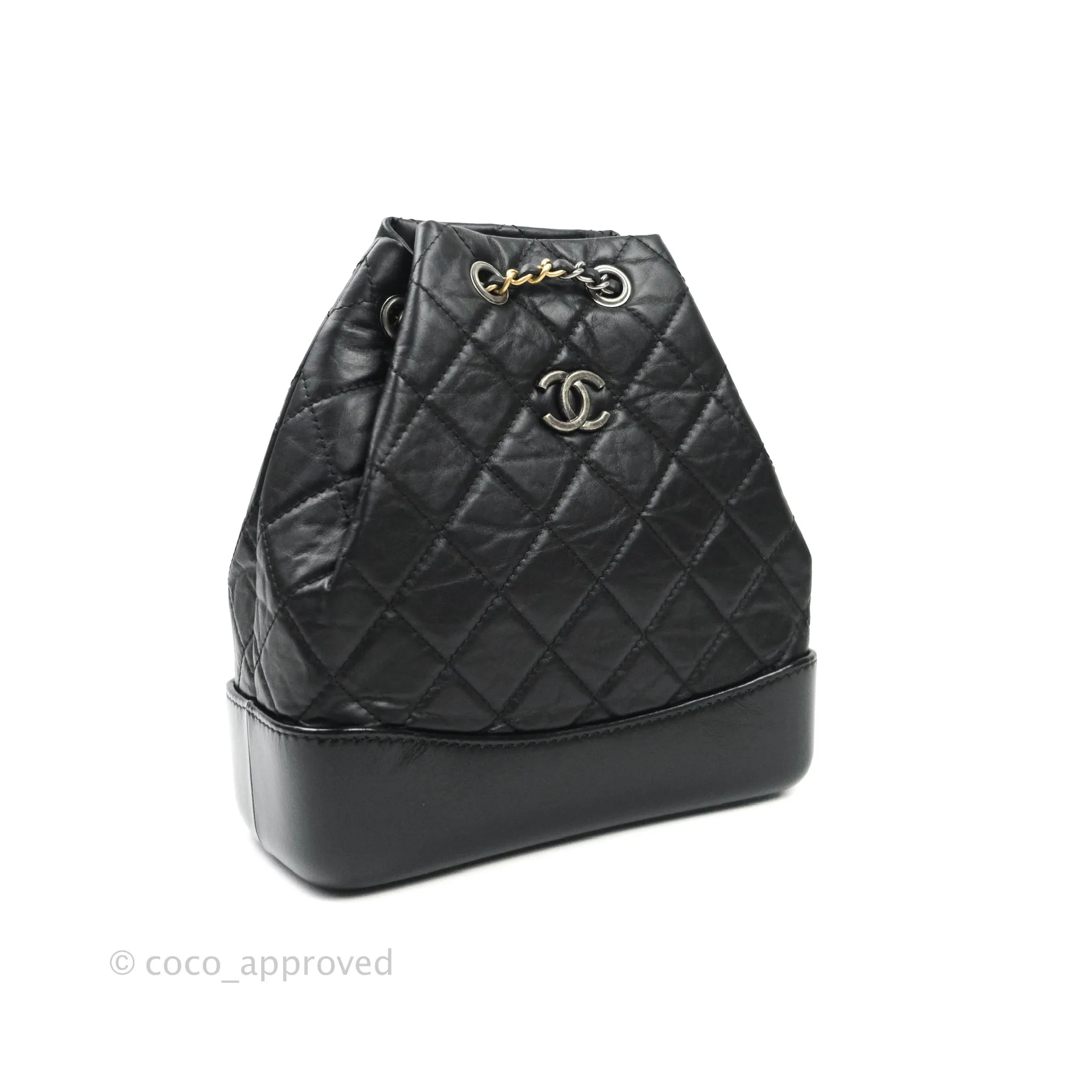 Chanel Gabrielle Backpack Black Aged Calfskin Small Black