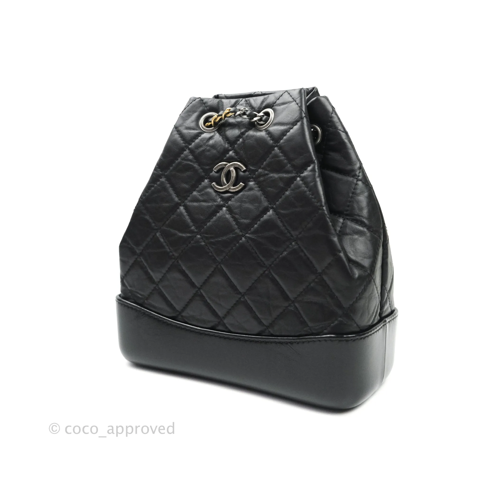 Chanel Gabrielle Backpack Black Aged Calfskin Small Black