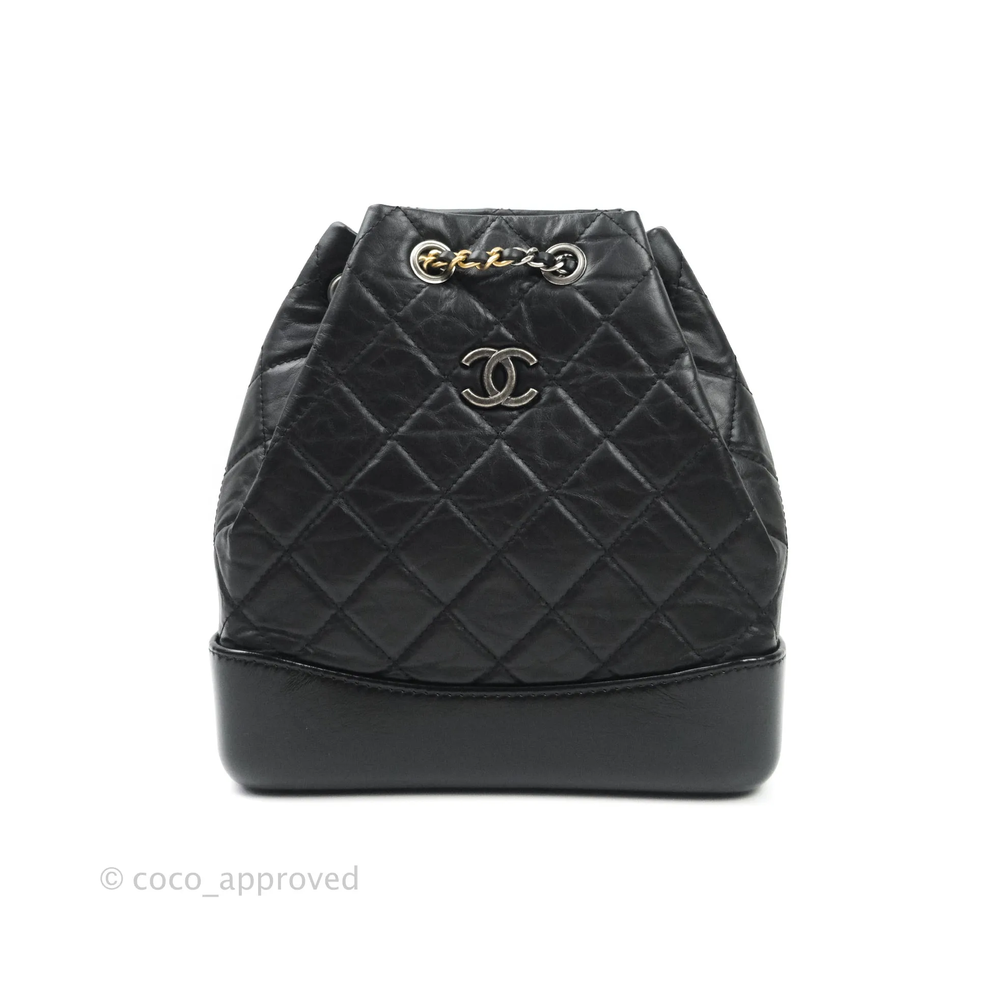 Chanel Gabrielle Backpack Black Aged Calfskin Small Black
