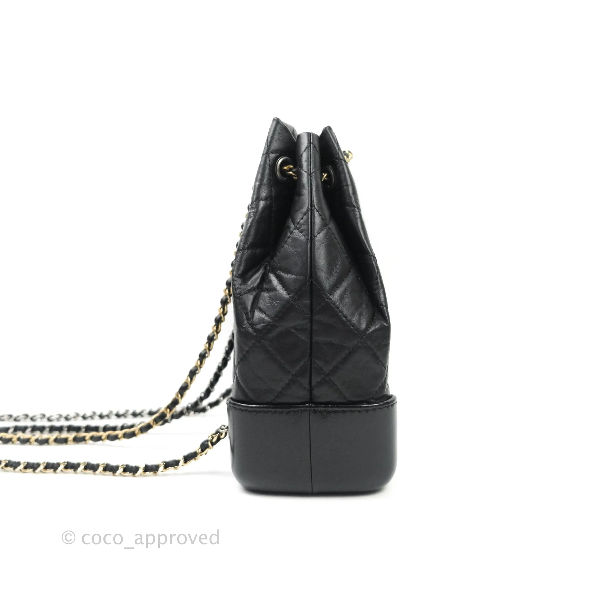 Chanel Gabrielle Backpack Black Aged Calfskin Small Black