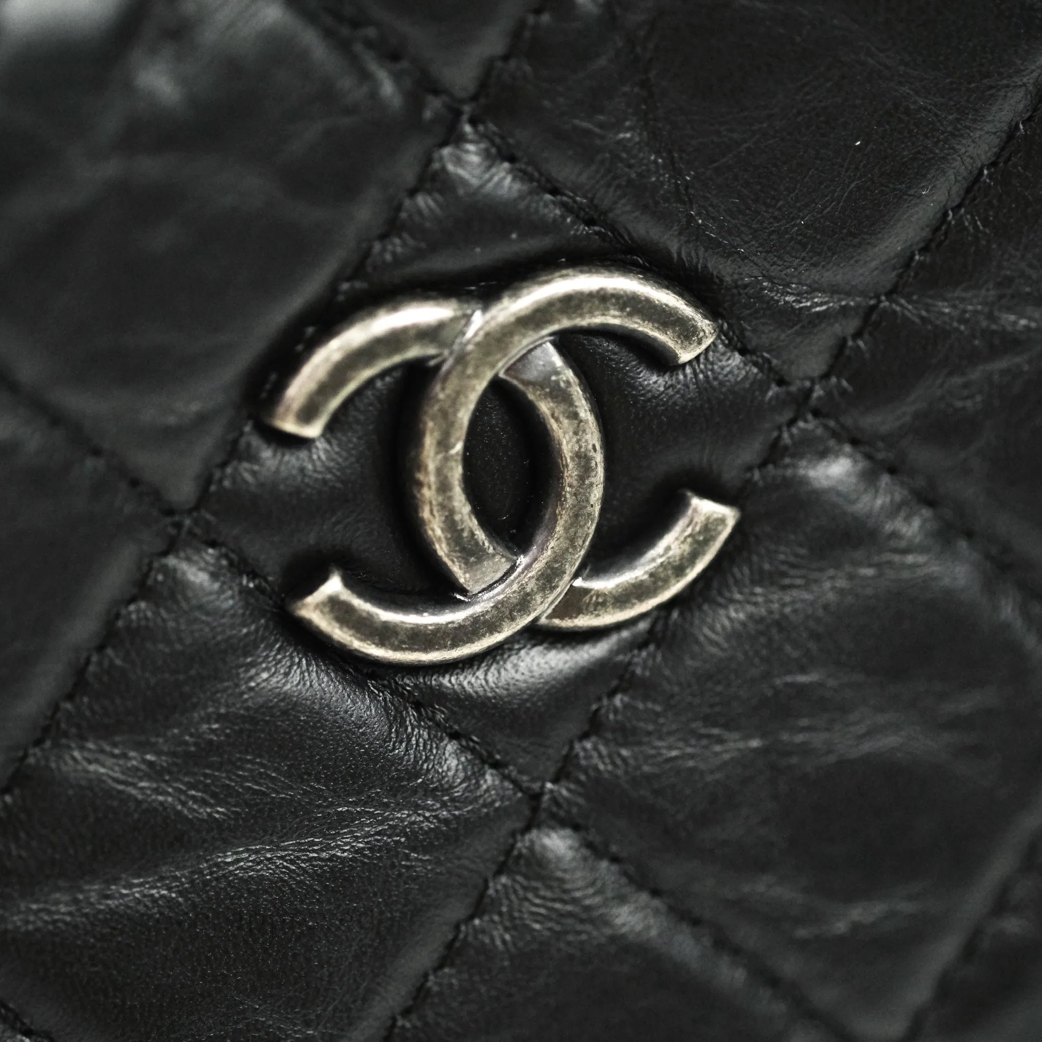 Chanel Gabrielle Backpack Black Aged Calfskin Small Black