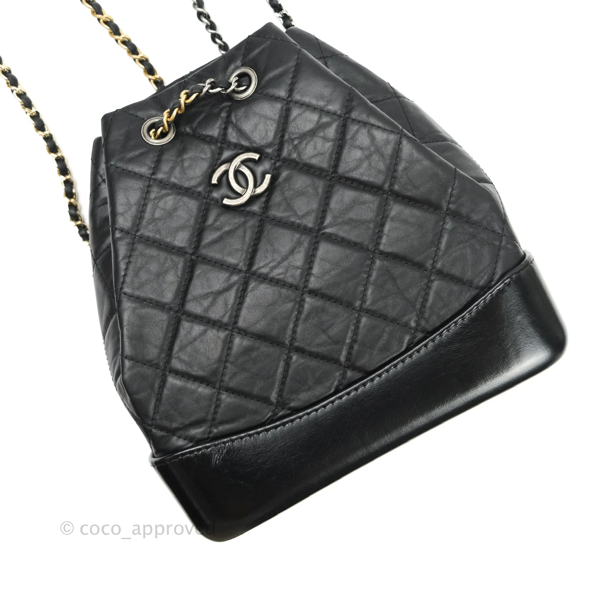 Chanel Gabrielle Backpack Black Aged Calfskin Small Black