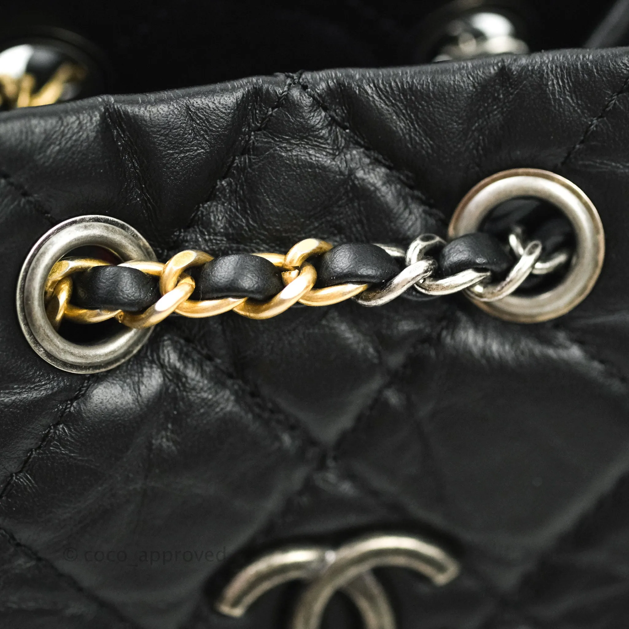 Chanel Gabrielle Backpack Black Aged Calfskin Small Black