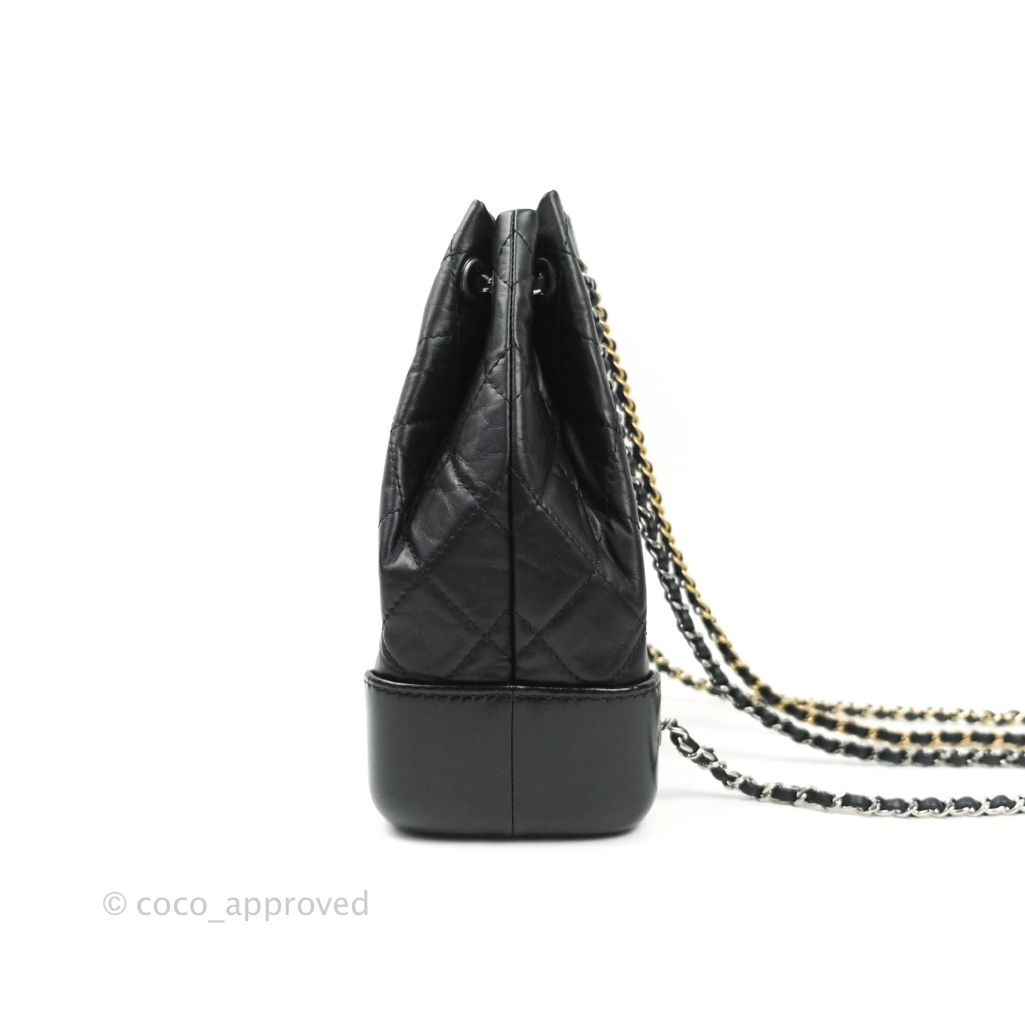 Chanel Gabrielle Backpack Black Aged Calfskin Small Black