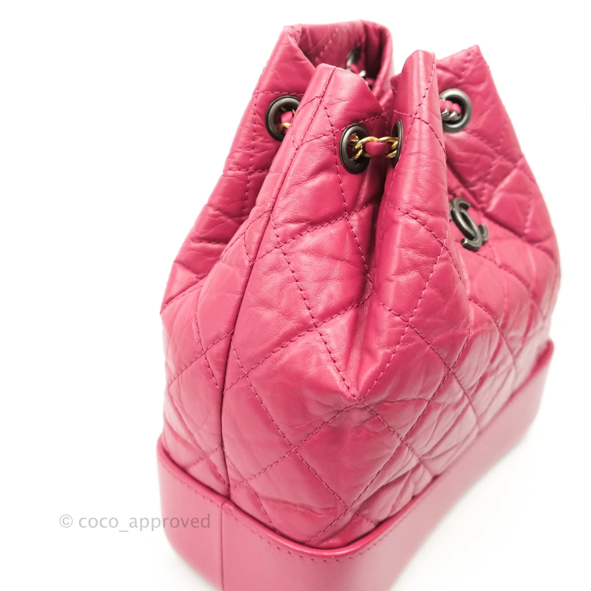 Chanel Gabrielle Backpack Pink Aged Calfskin Small Black