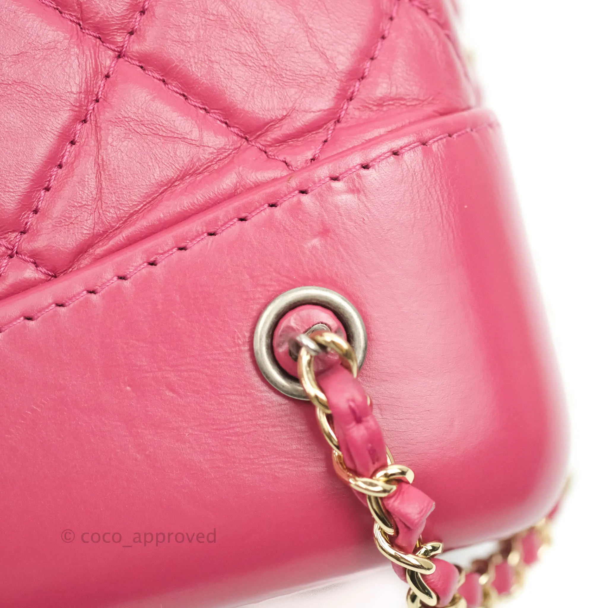 Chanel Gabrielle Backpack Pink Aged Calfskin Small Black