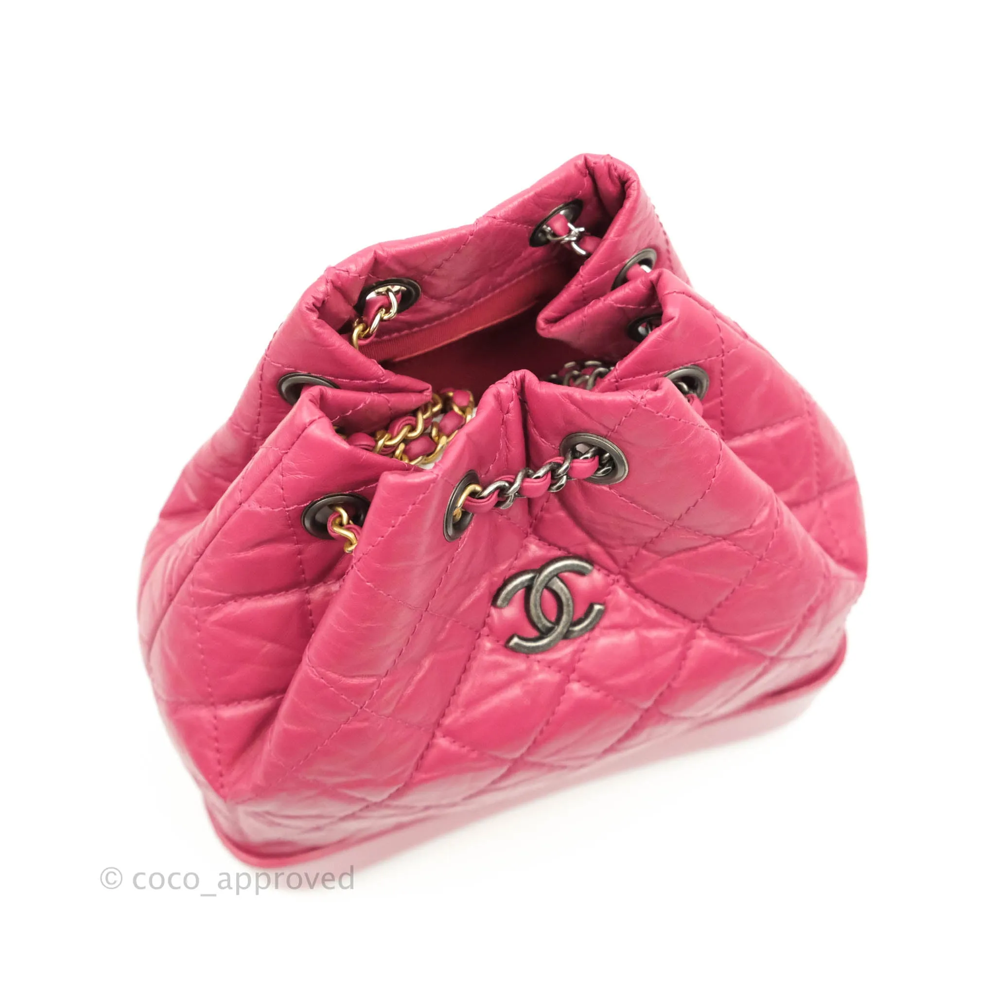 Chanel Gabrielle Backpack Pink Aged Calfskin Small Black
