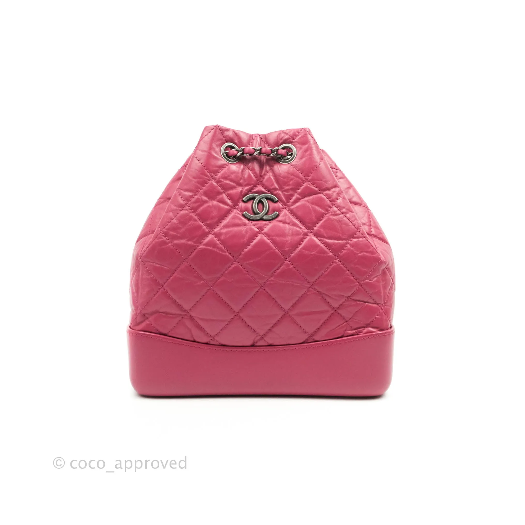 Chanel Gabrielle Backpack Pink Aged Calfskin Small Black