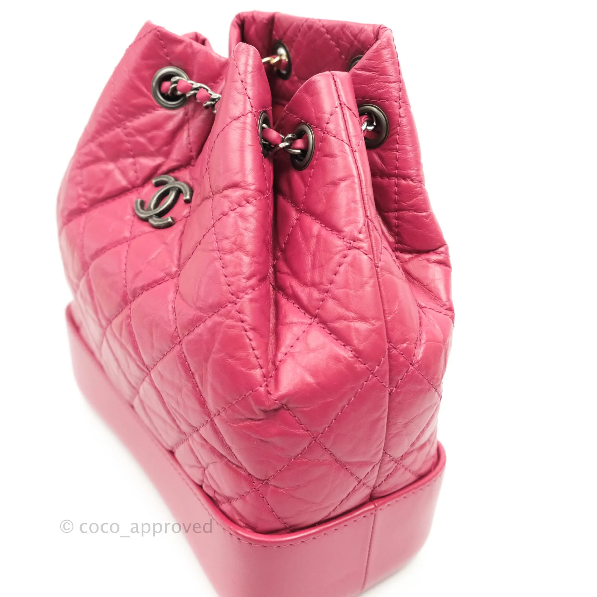 Chanel Gabrielle Backpack Pink Aged Calfskin Small Black
