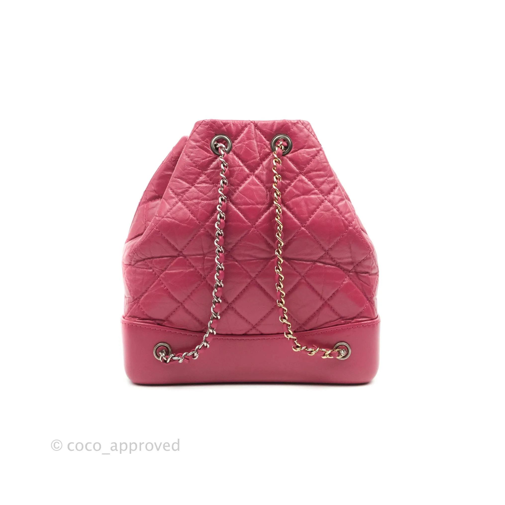 Chanel Gabrielle Backpack Pink Aged Calfskin Small Black