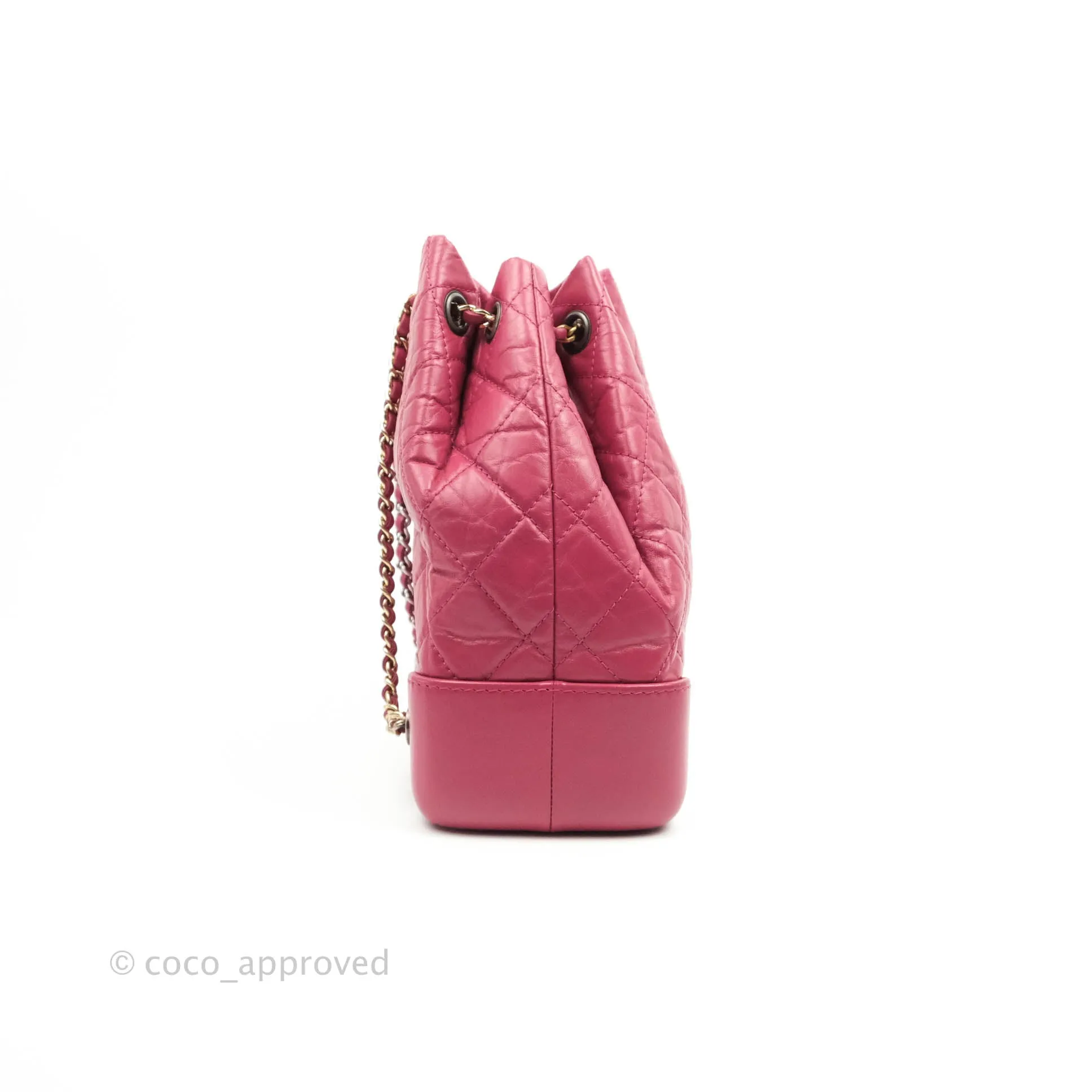 Chanel Gabrielle Backpack Pink Aged Calfskin Small Black
