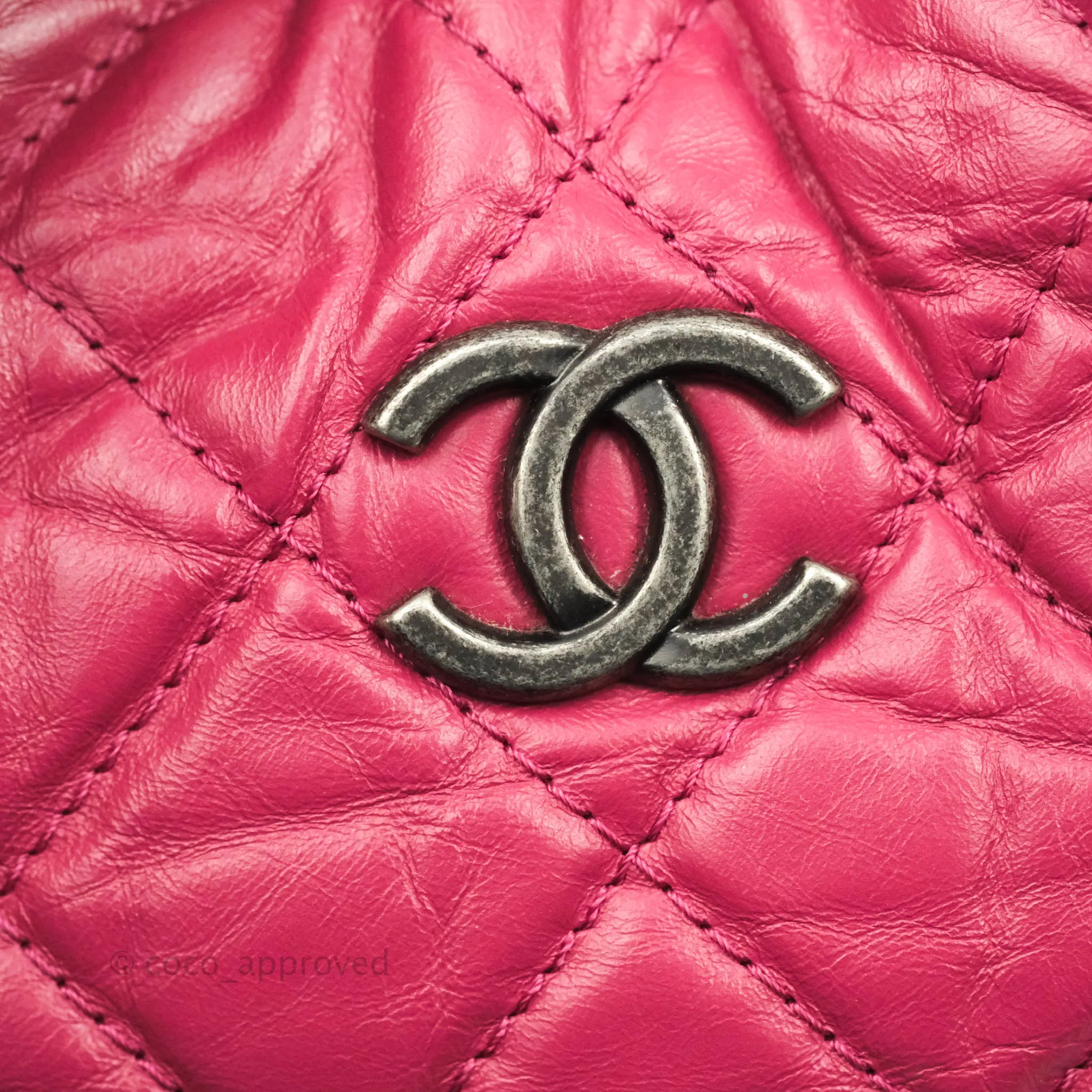 Chanel Gabrielle Backpack Pink Aged Calfskin Small Black
