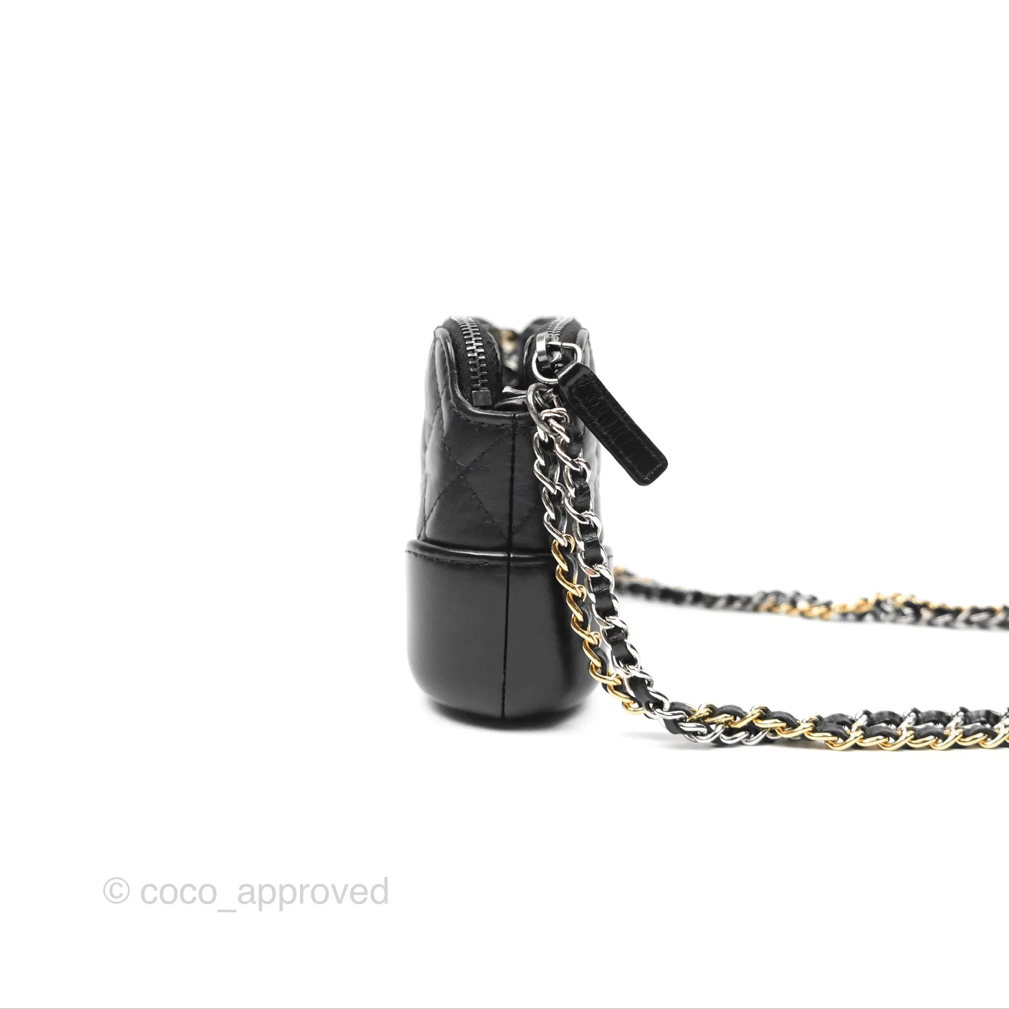 Chanel Gabrielle Clutch With Logo Strap Aged Calfskin Black Mixed Hardware