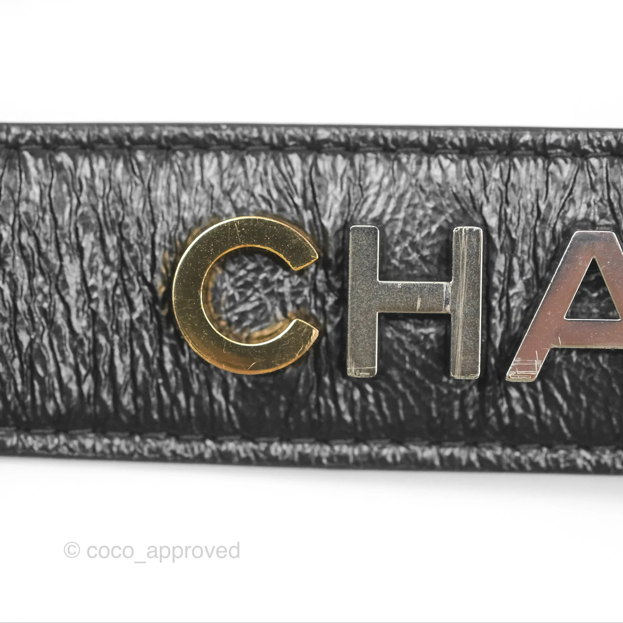 Chanel Gabrielle Clutch With Logo Strap Aged Calfskin Black Mixed Hardware
