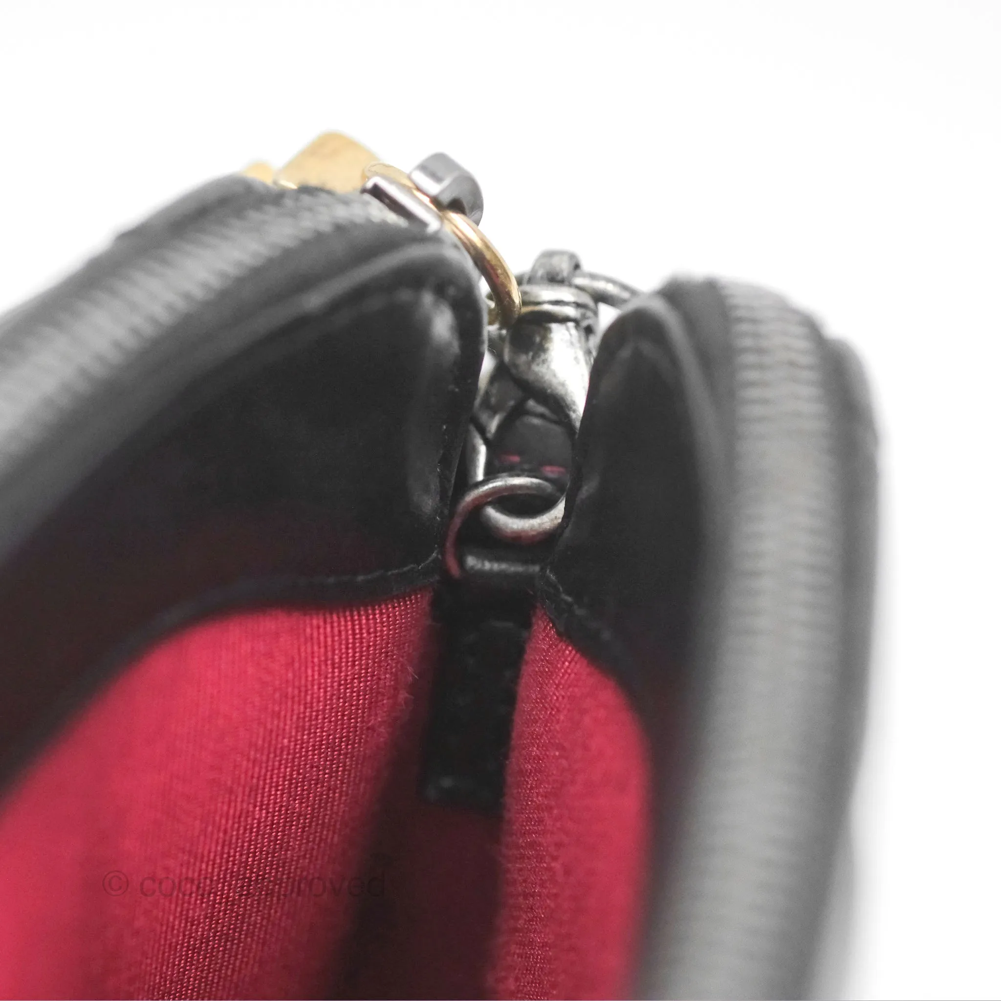 Chanel Gabrielle Clutch With Logo Strap Aged Calfskin Black Mixed Hardware