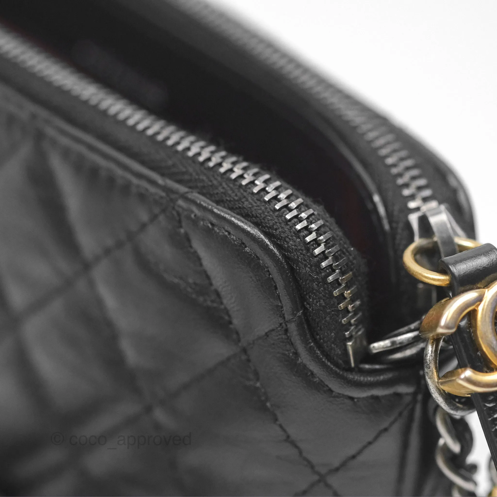 Chanel Gabrielle Clutch With Logo Strap Aged Calfskin Black Mixed Hardware